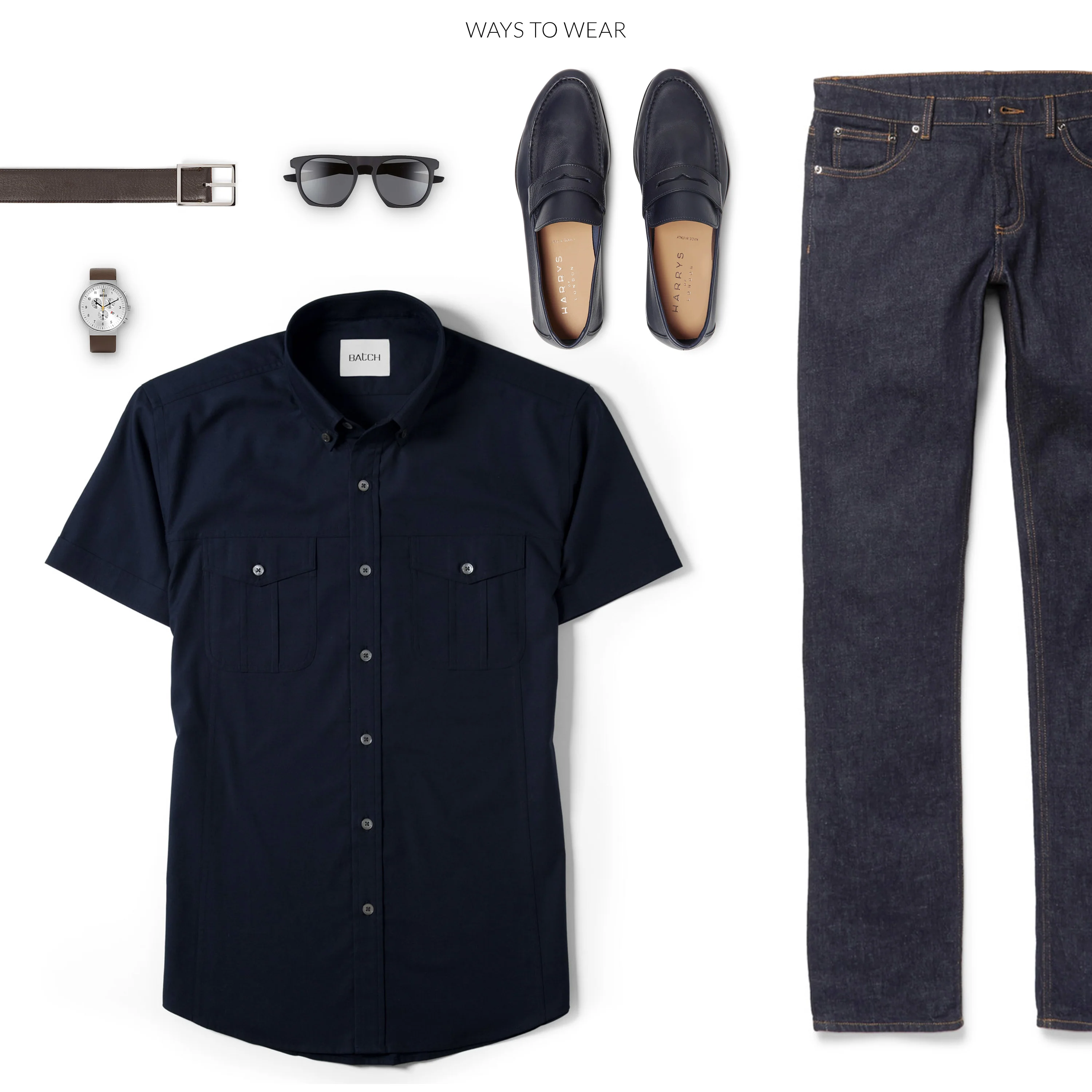 Editor Short Sleeve Utility Shirt – Dark Navy Stretch Cotton Poplin - Image 6