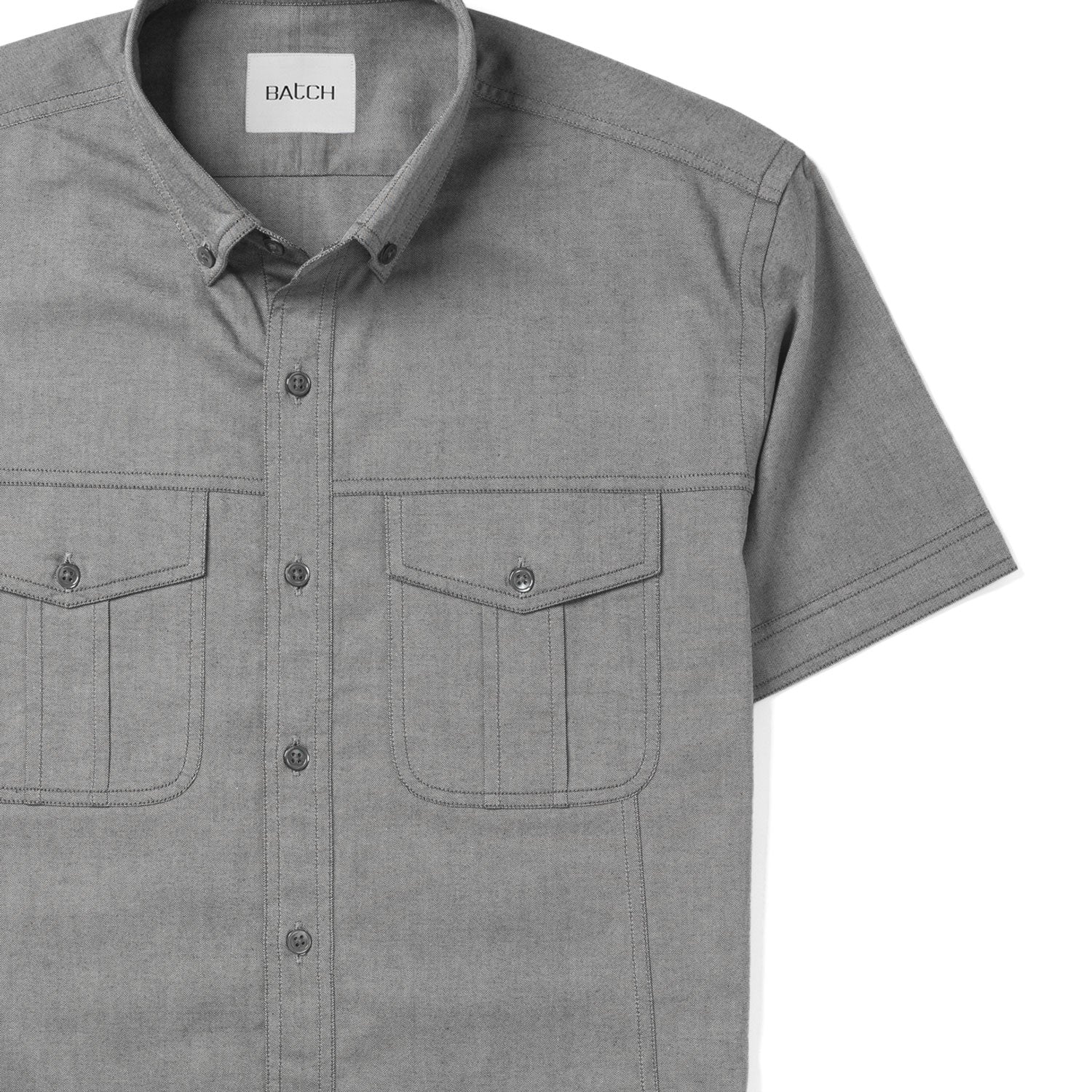 Editor Short Sleeve Utility Shirt – Flint Gray Oxford - Image 3