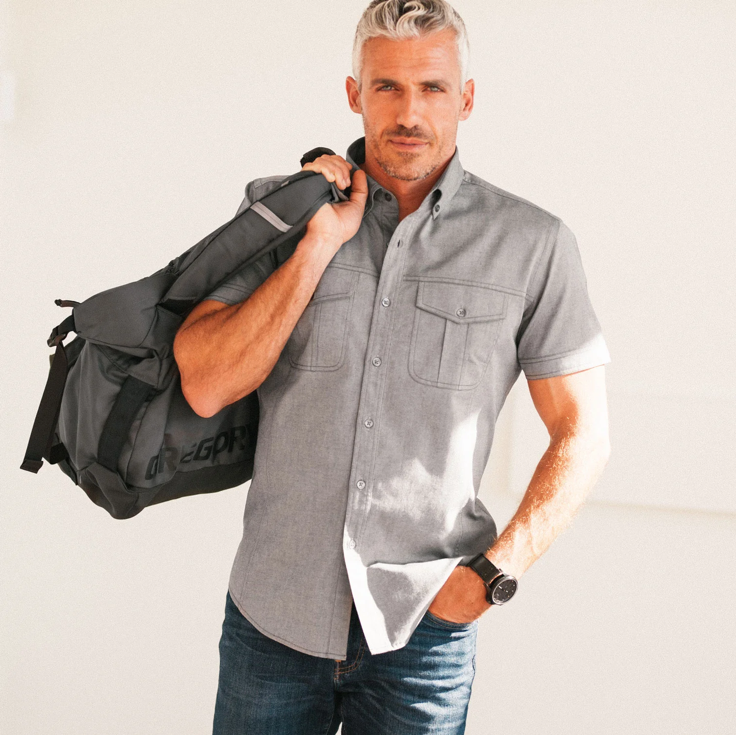 Editor Short Sleeve Utility Shirt – Flint Gray Oxford - Image 4