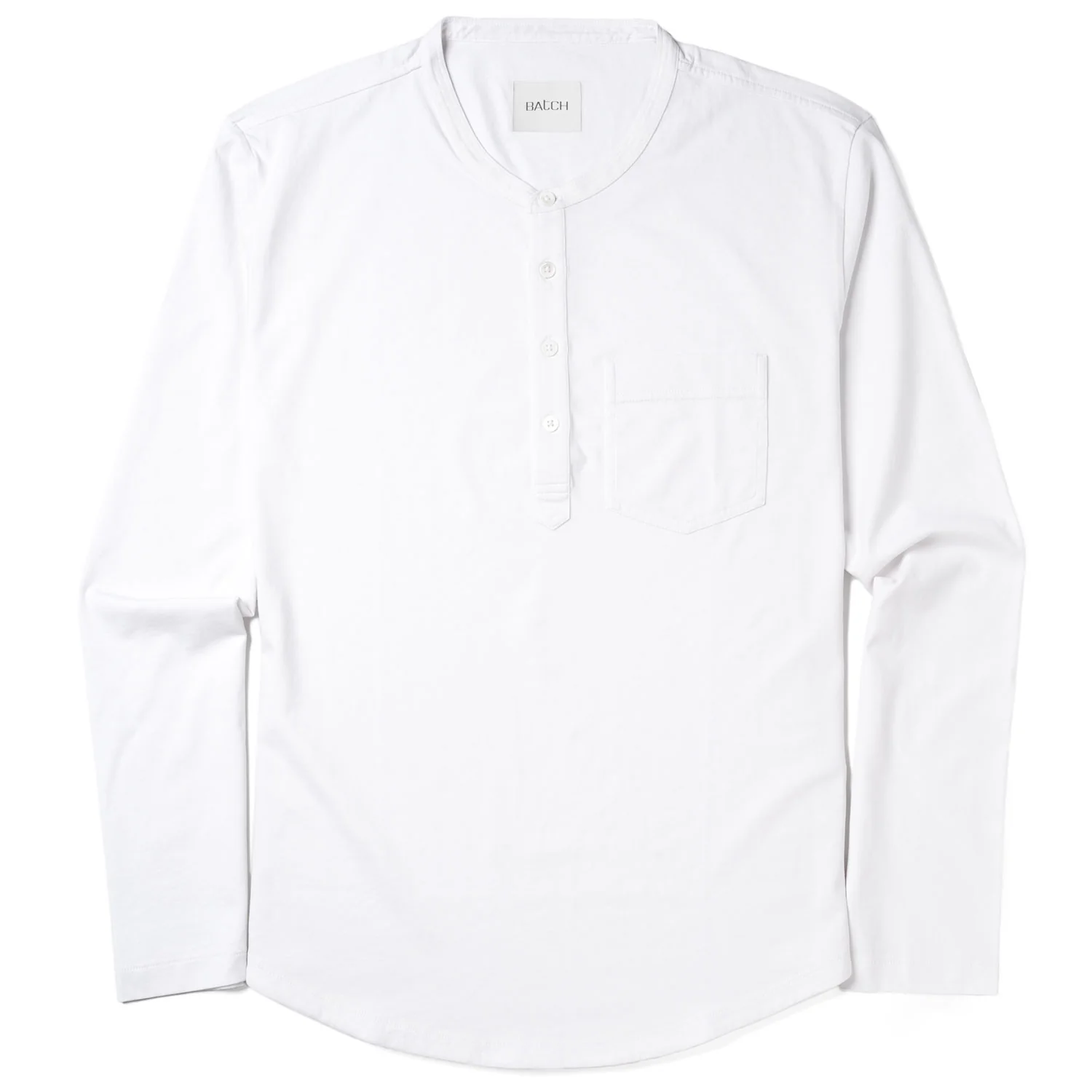 Essential 1 Pocket Henley Shirt –  White Cotton Jersey - Image 2