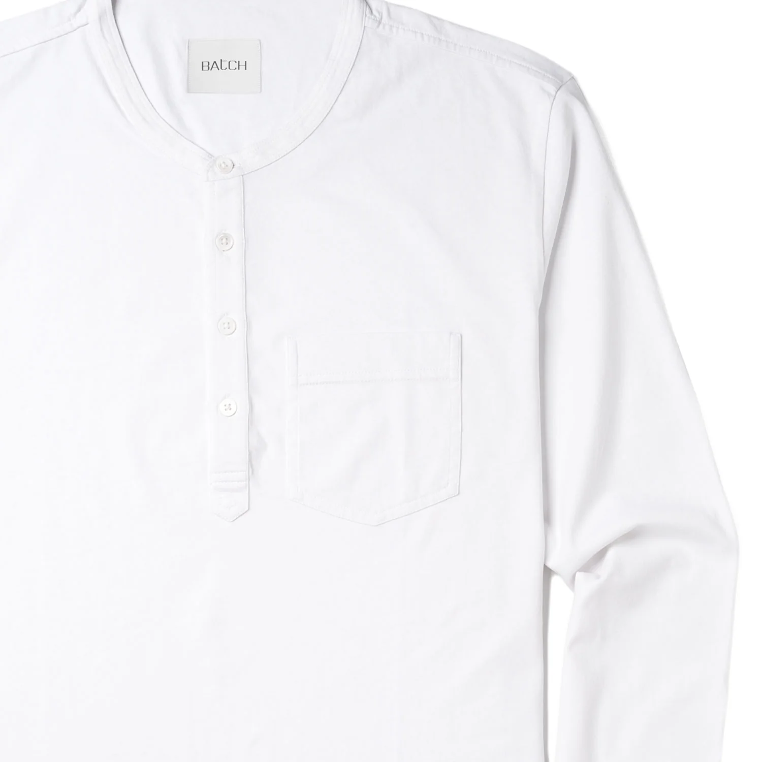 Essential 1 Pocket Henley Shirt –  White Cotton Jersey - Image 3