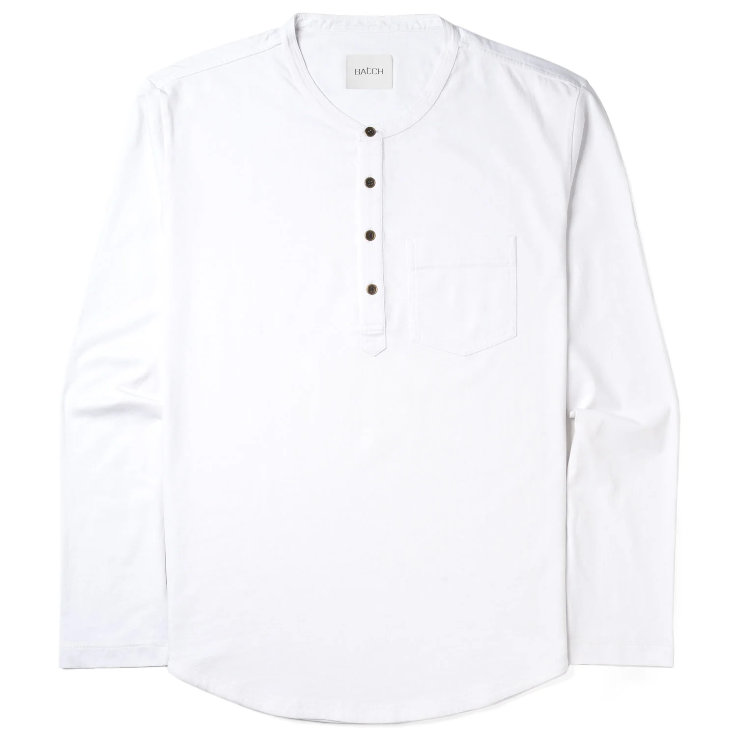 Essential 1 Pocket Henley BB  Shirt –  White Cotton Jersey - Image 2