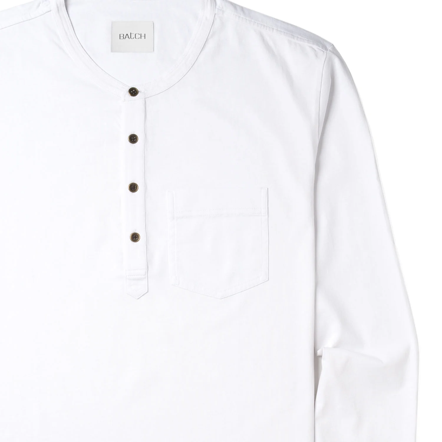 Essential 1 Pocket Henley BB  Shirt –  White Cotton Jersey - Image 3