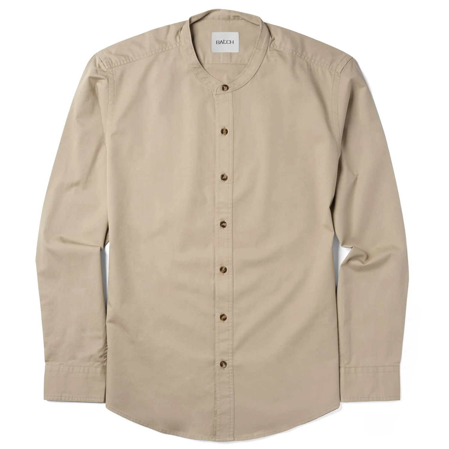 Essential Band Collar Button Down Shirt - Desert Stone Cotton Twill - Image 2