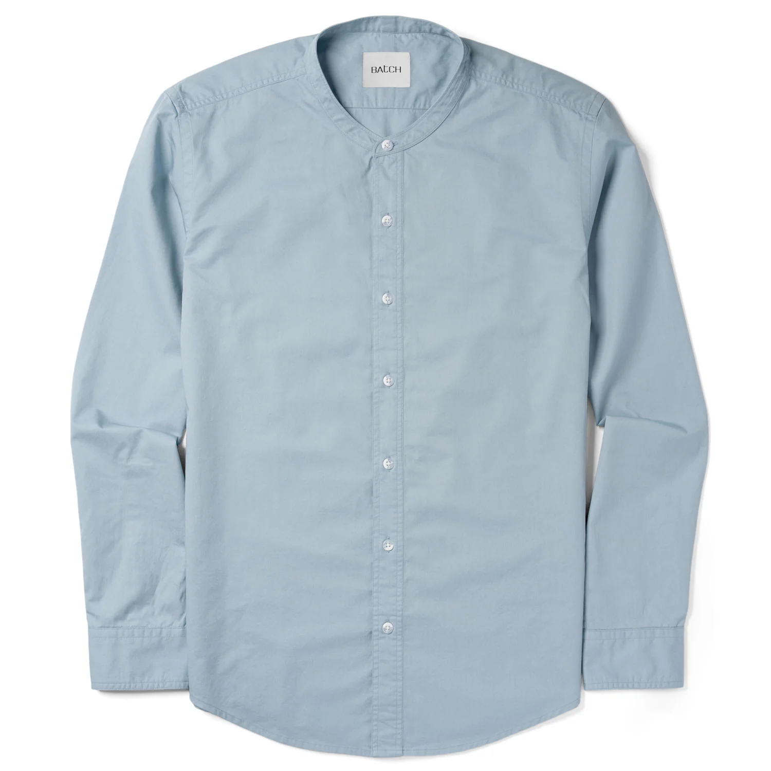 Essential Band Collar Button Down Shirt - Light Blue Twill - Image 2