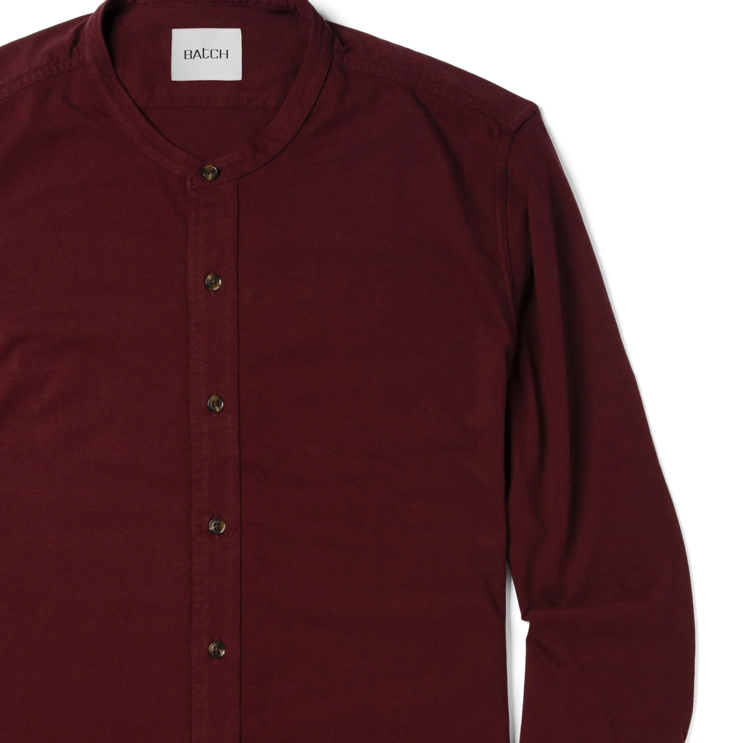 Band Collar T-Shirt Shirt - Burgundy Cotton Jersey - Image 3