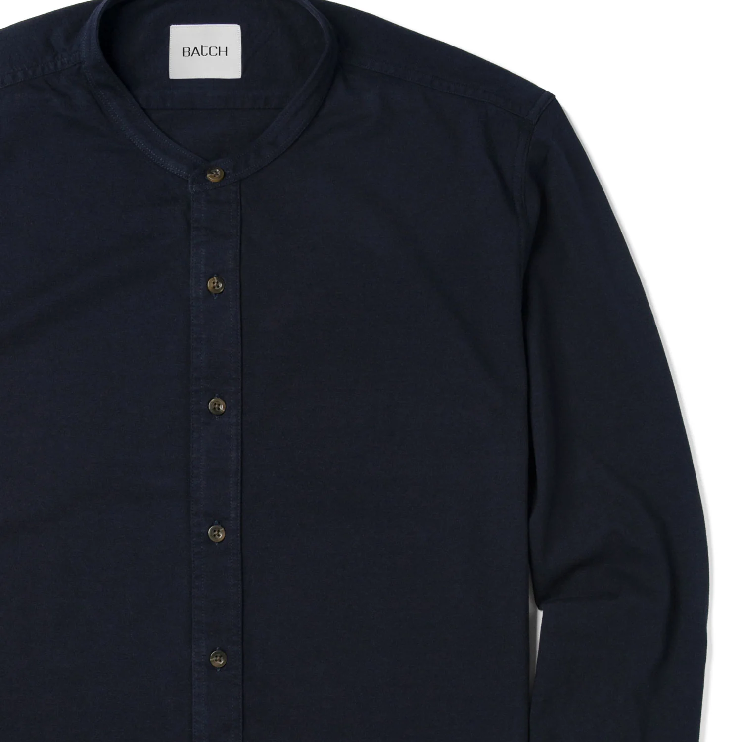 Band Collar T-Shirt Shirt - Dark Navy Cotton Jersey - Image 3