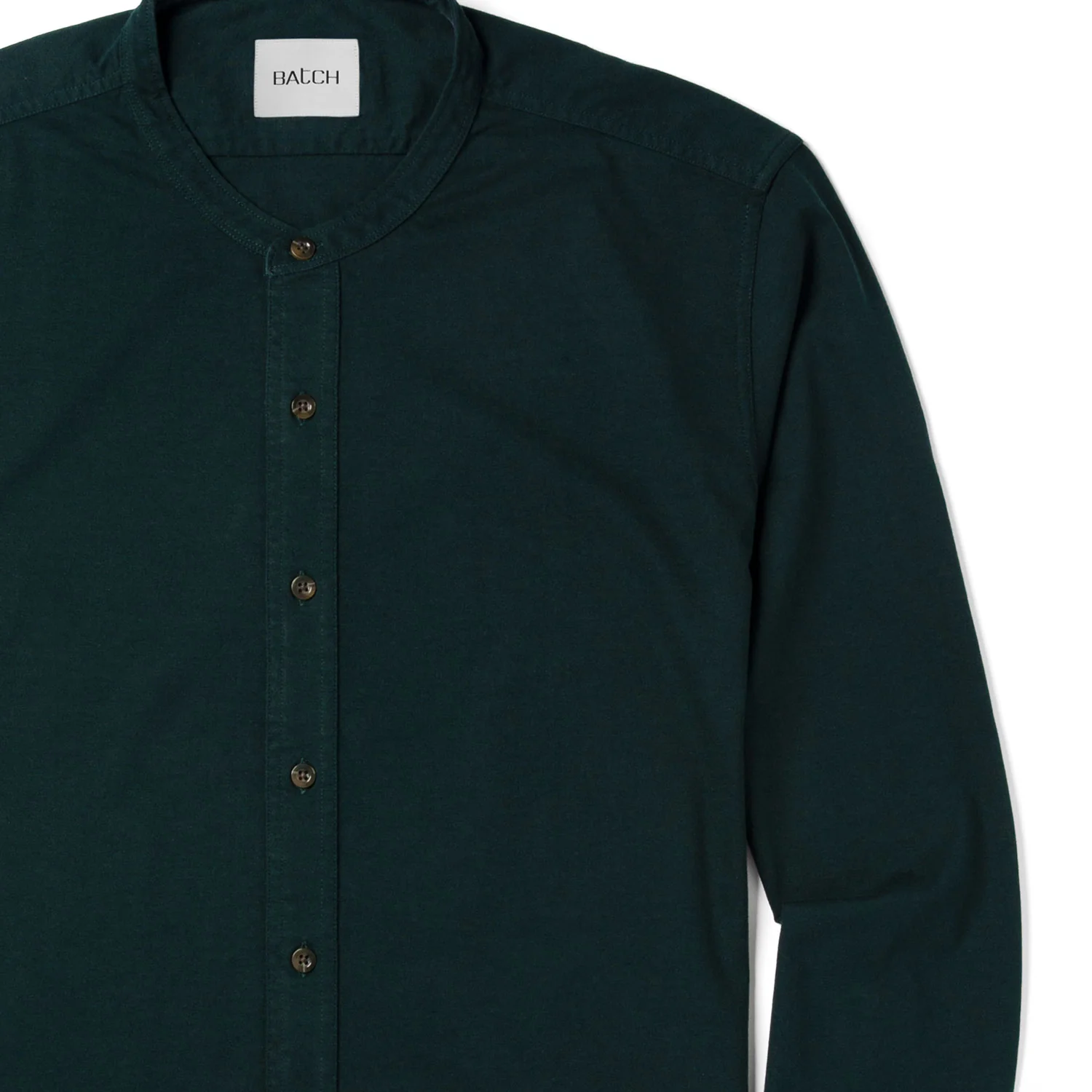 Band Collar T-Shirt Shirt - Evergreen Cotton Jersey - Image 3