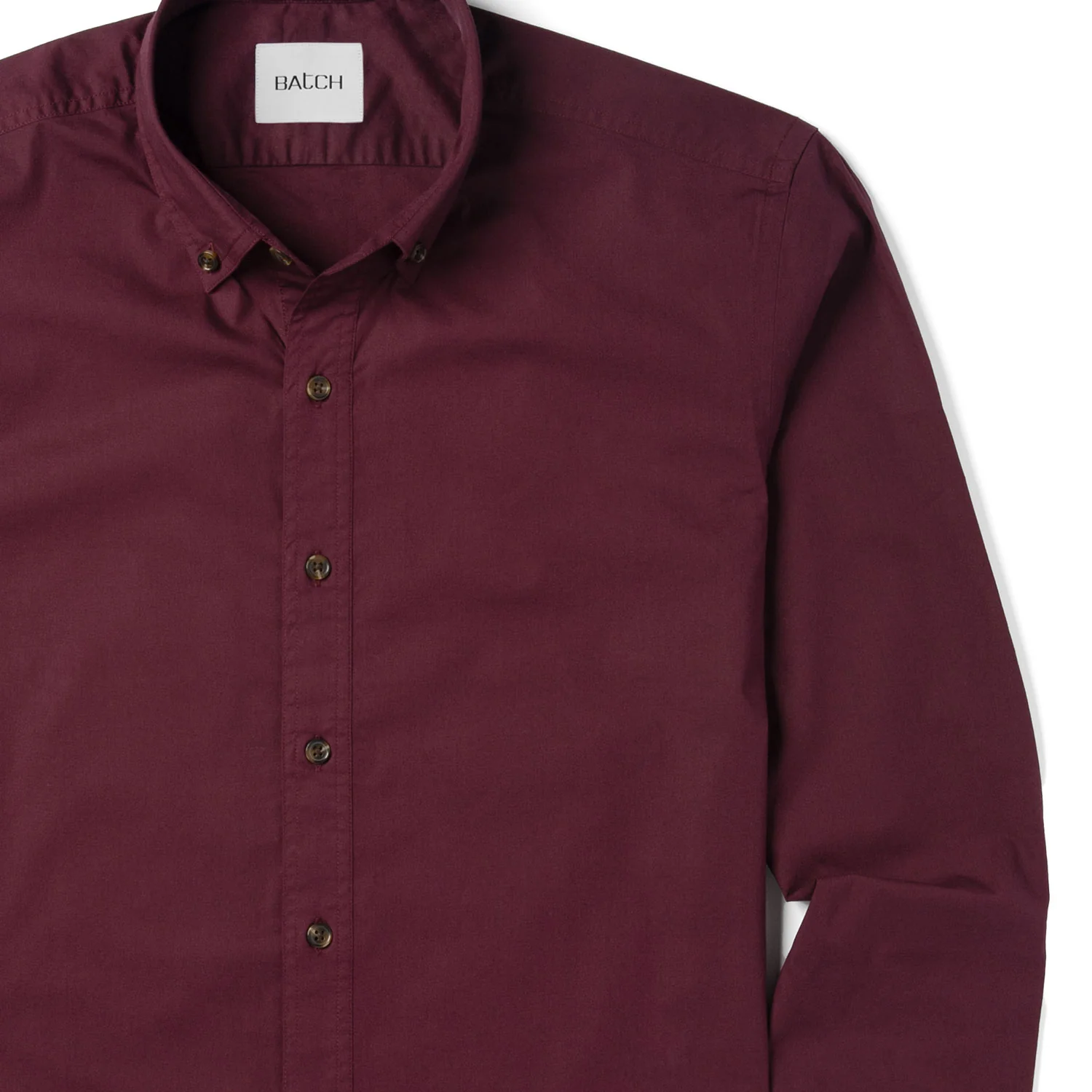 Essential Button Down Collar Casual Shirt - Burgundy Stretch Cotton Poplin - Image 3
