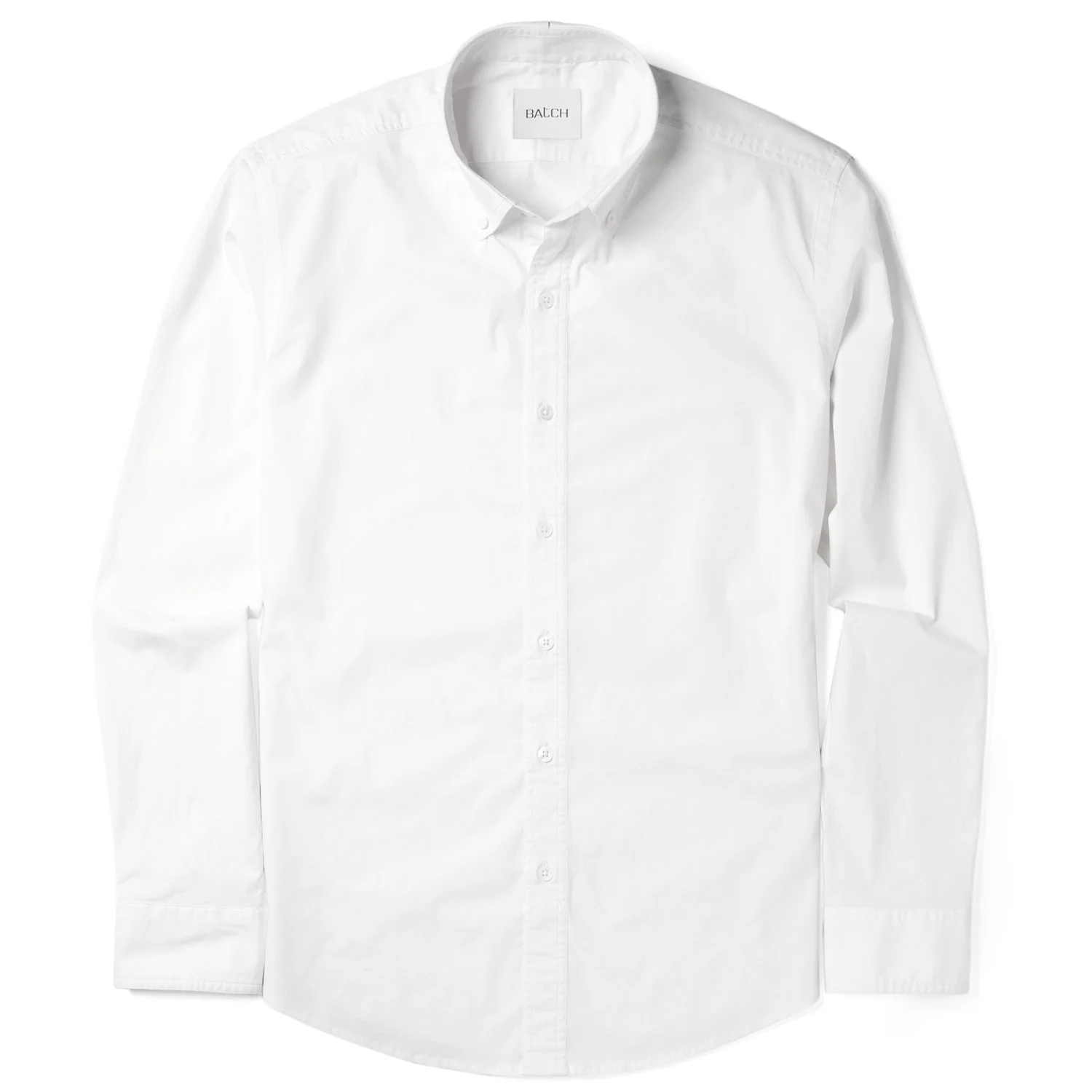 Essential Button Down Collar Casual Shirt - Classic White Stretch Cotton Poplin - Image 2