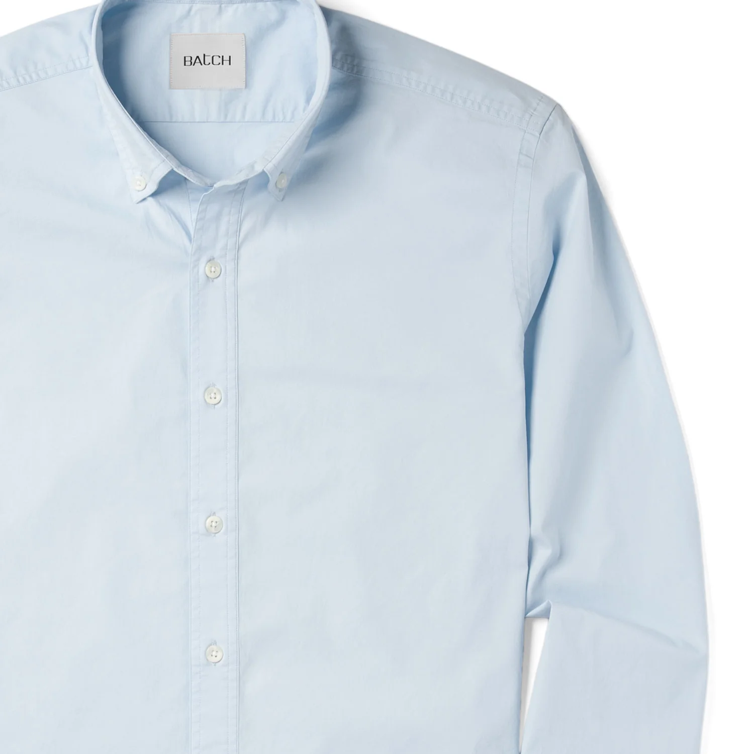 Essential Button Down Collar Casual Shirt - Cloud Blue Stretch Cotton Poplin - Image 3