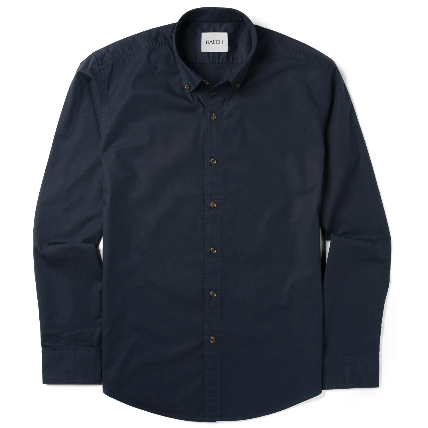 Essential Button Down Collar Casual Shirt - Dark Navy Stretch Cotton Poplin - Image 2