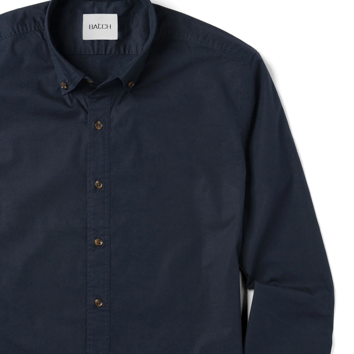 Essential Button Down Collar Casual Shirt - Dark Navy Stretch Cotton Poplin - Image 3