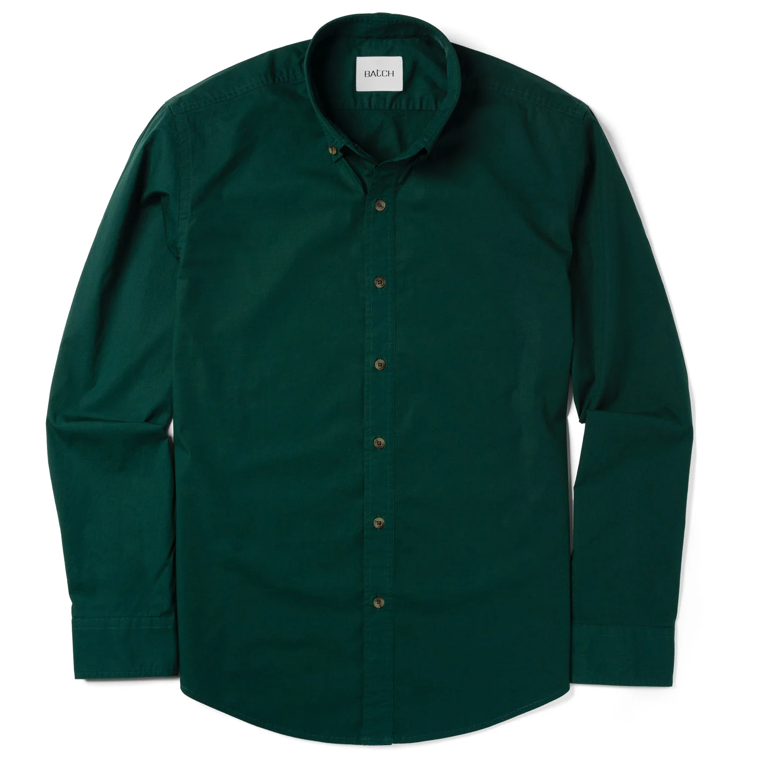 Essential Button Down Collar Casual Shirt - Forest Green Stretch Cotton Poplin - Image 2