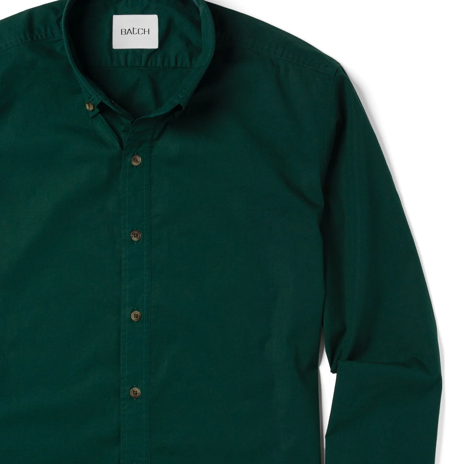 Essential Button Down Collar Casual Shirt - Forest Green Stretch Cotton Poplin - Image 3