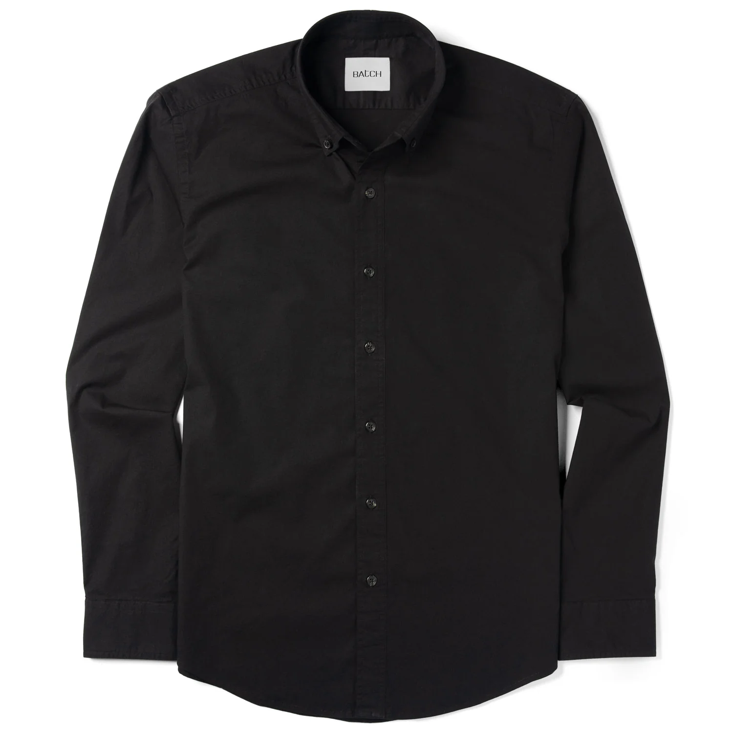 Essential Button Down Collar Casual Shirt - Jet Black Stretch Cotton Poplin - Image 2