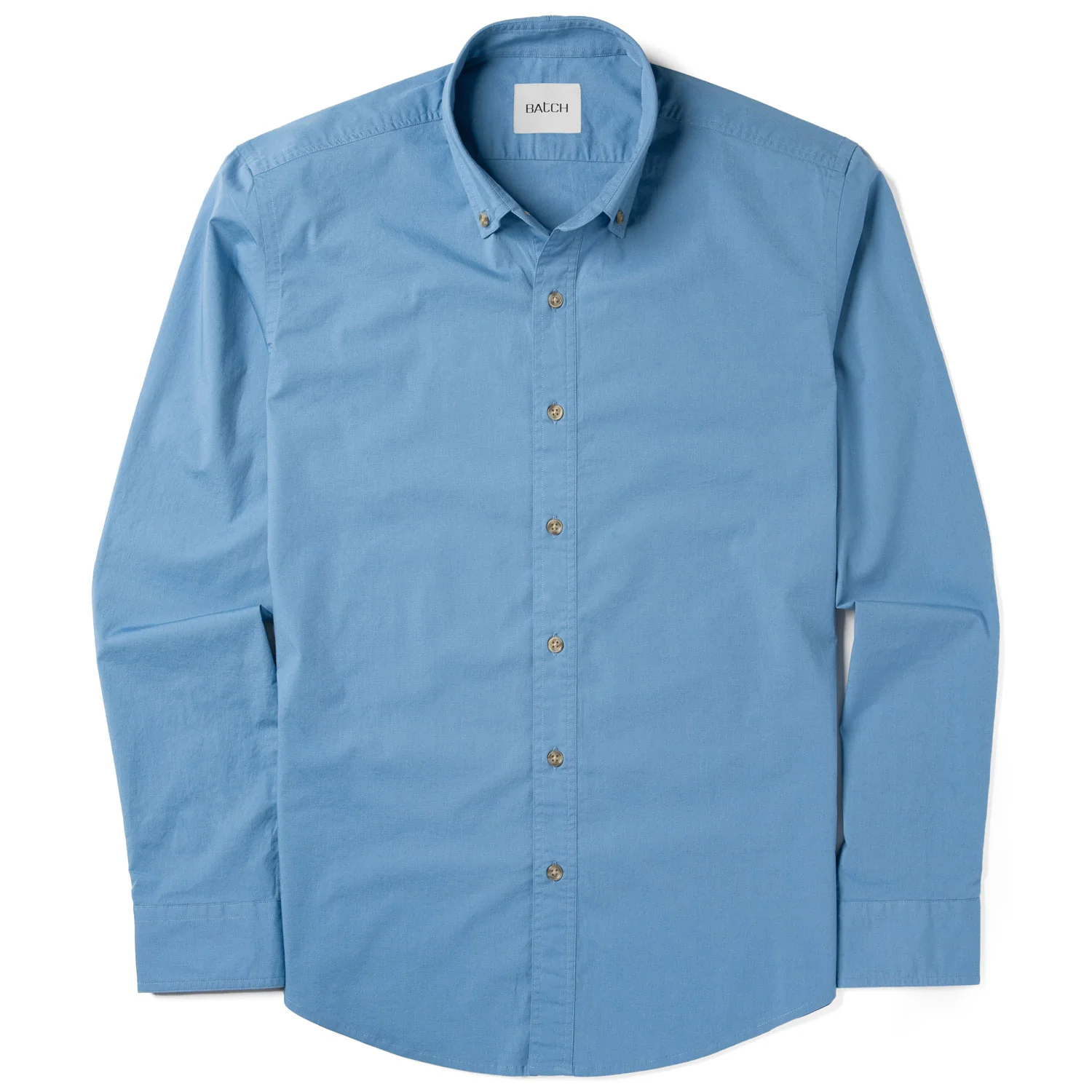 Essential Button Down Collar Casual Shirt - Steel Blue Stretch Cotton Poplin - Image 2