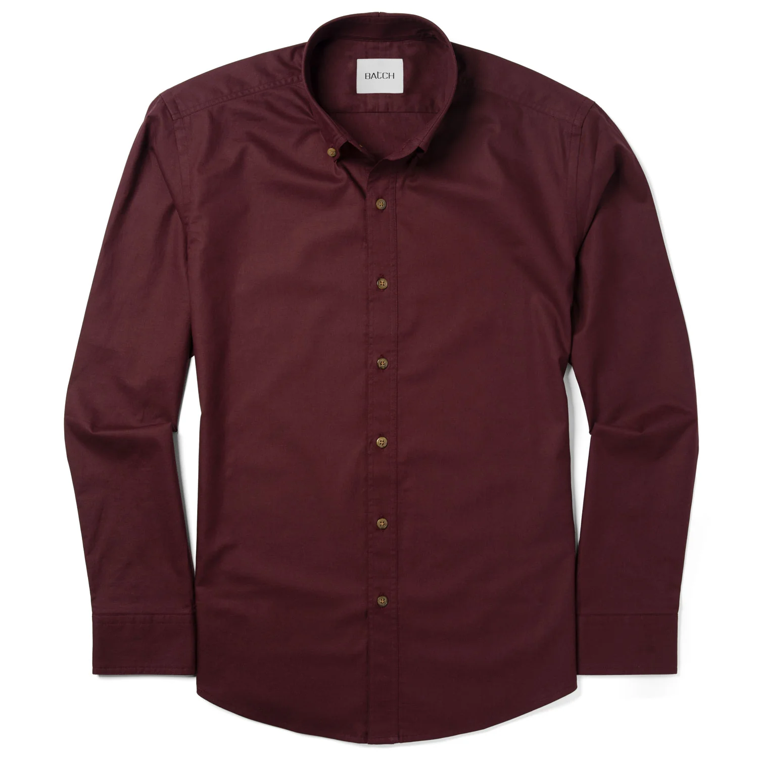 Essential Button Down Collar Casual Shirt - Burgundy Cotton Twill - Image 2