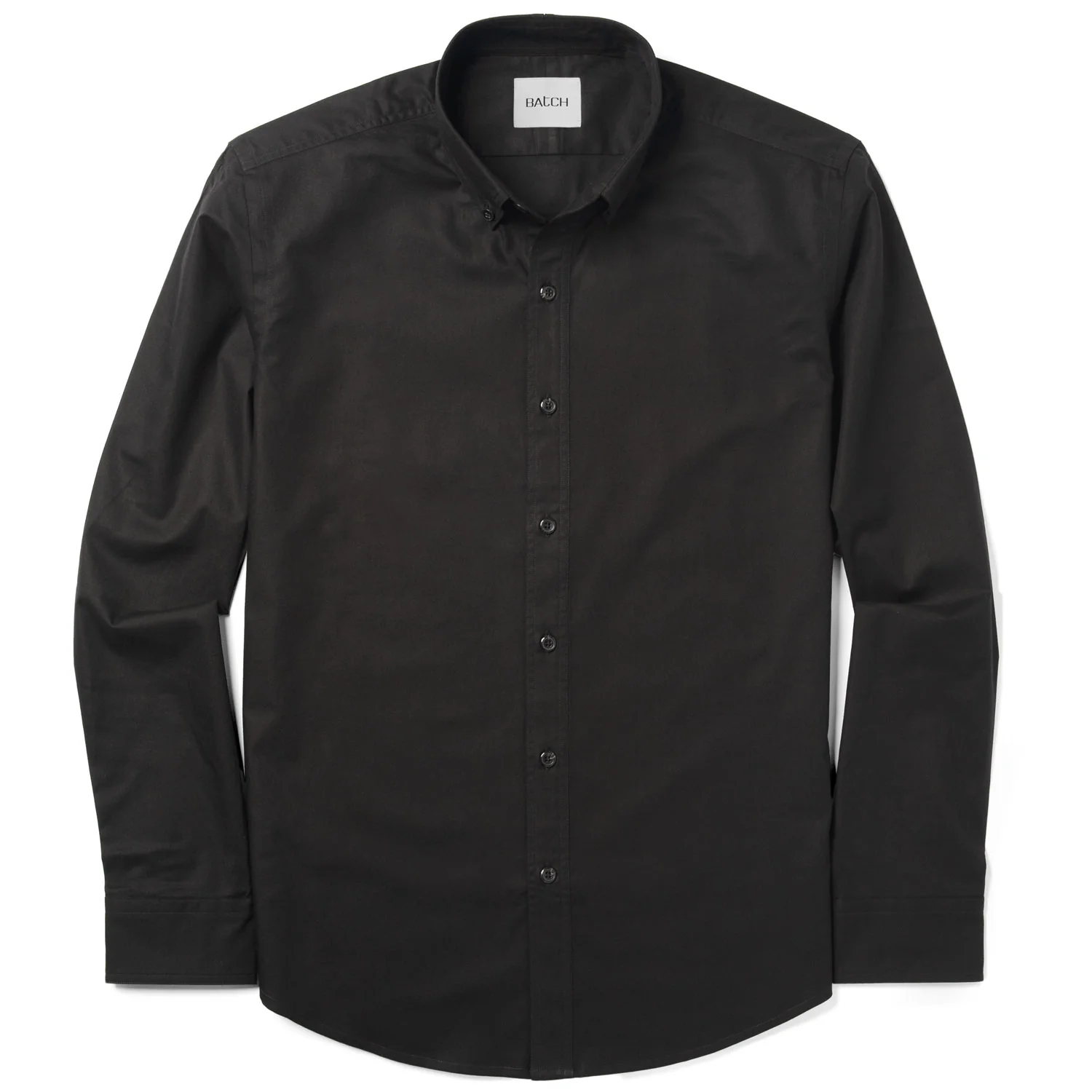Essential Button Down Collar Casual Shirt - Jet Black Cotton Twill - Image 2