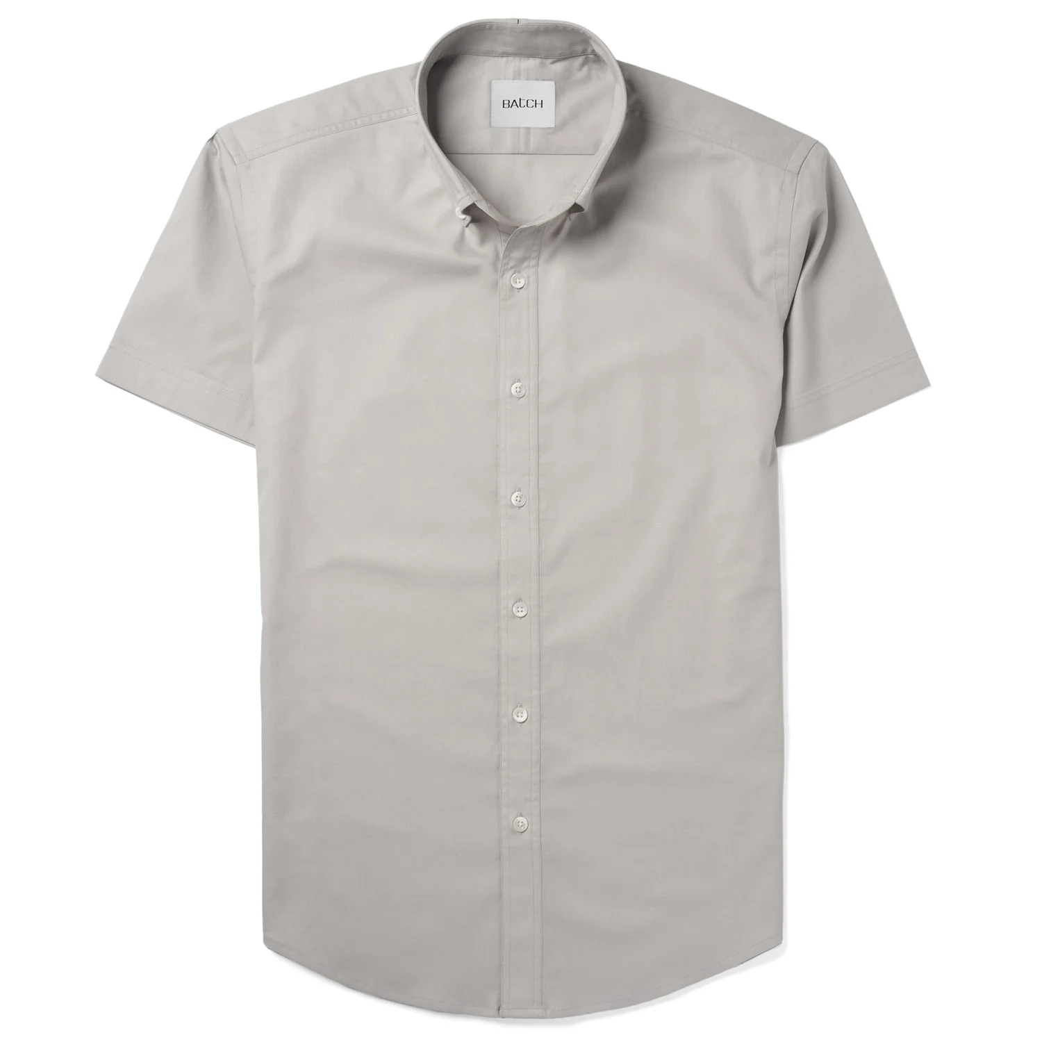 Essential Button Down Collar Casual Short Sleeve Shirt - Cement Gray Cotton Twill - Image 2