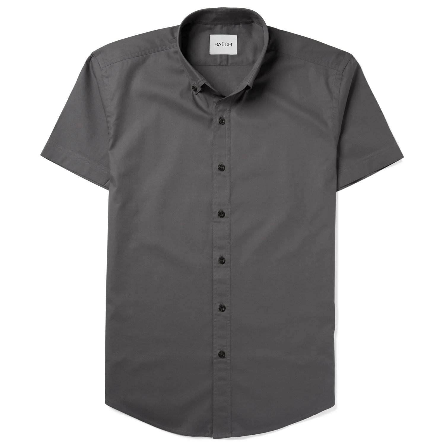 Essential Button Down Collar Casual Short Sleeve Shirt - Slate Gray Cotton Twill - Image 2