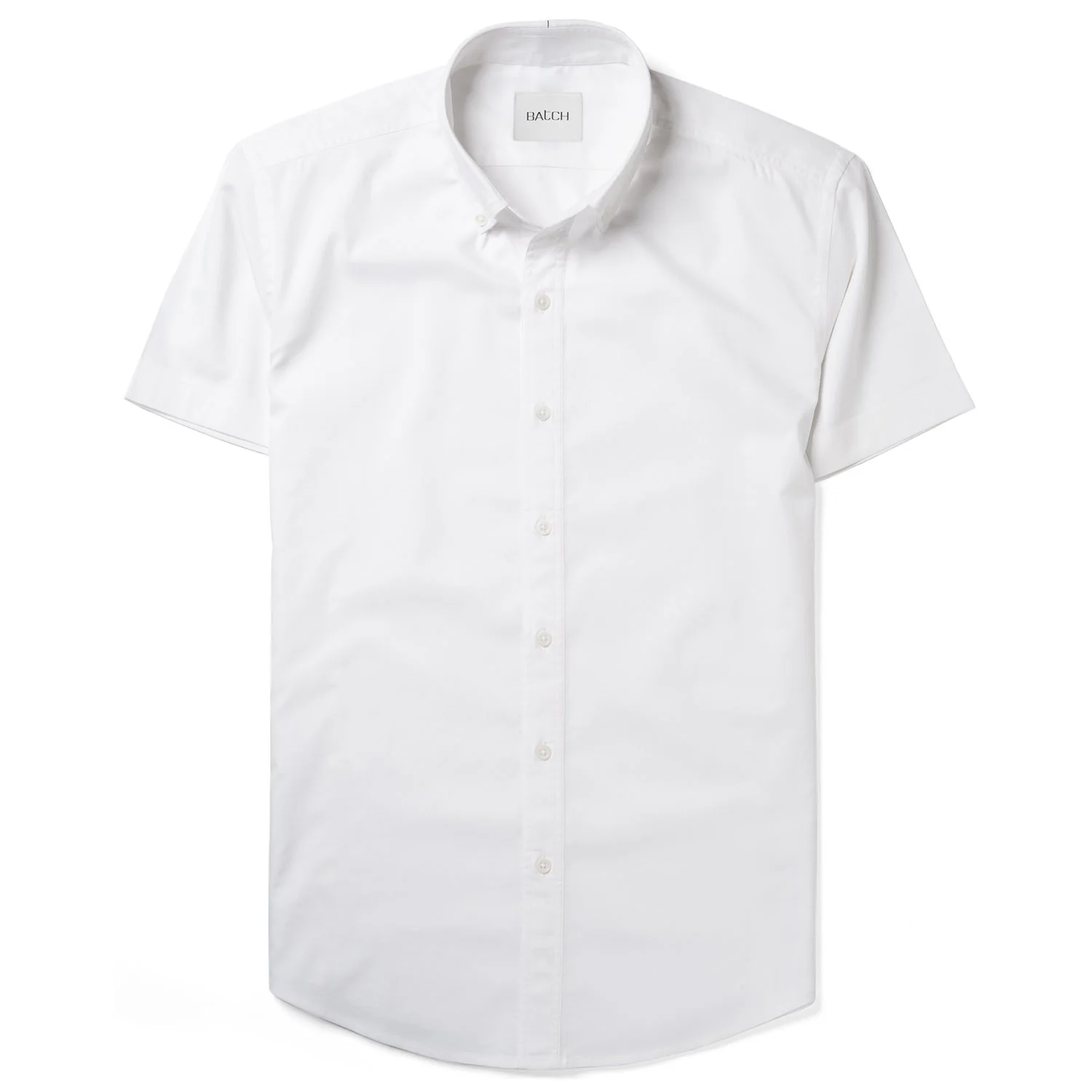Essential Button Down Collar Casual Short Sleeve Shirt - White Cotton Twill - Image 2