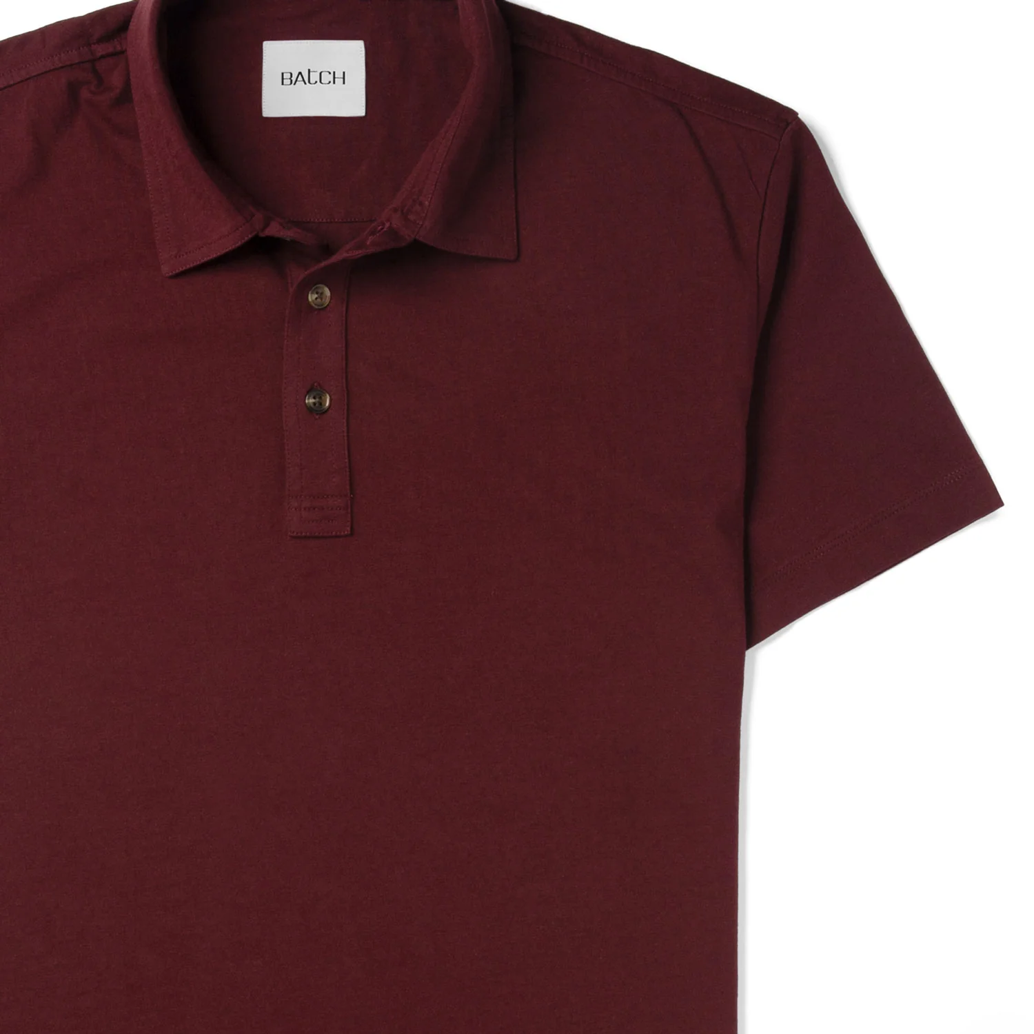 Essential Short Sleeve Curved Hem Polo Shirt – Burgundy Cotton Jersey - Image 3
