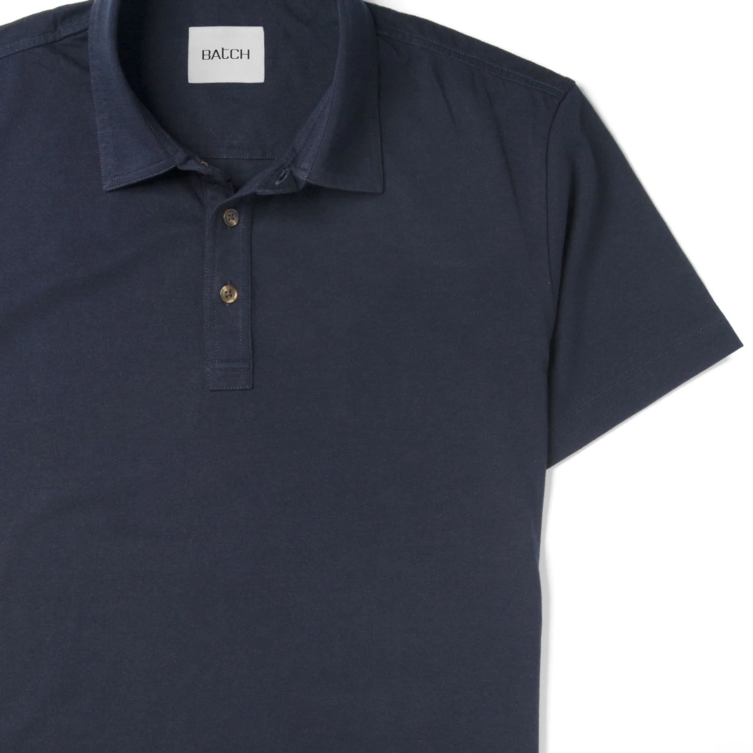 Essential Short Sleeve Curved Hem Polo Shirt – Dark Navy Cotton Jersey - Image 3