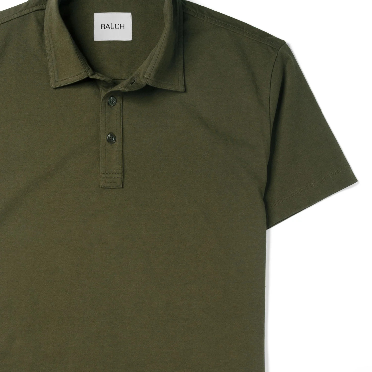 Essential Short Sleeve Curved Hem Polo Shirt – Olive Green Cotton Jersey - Image 3