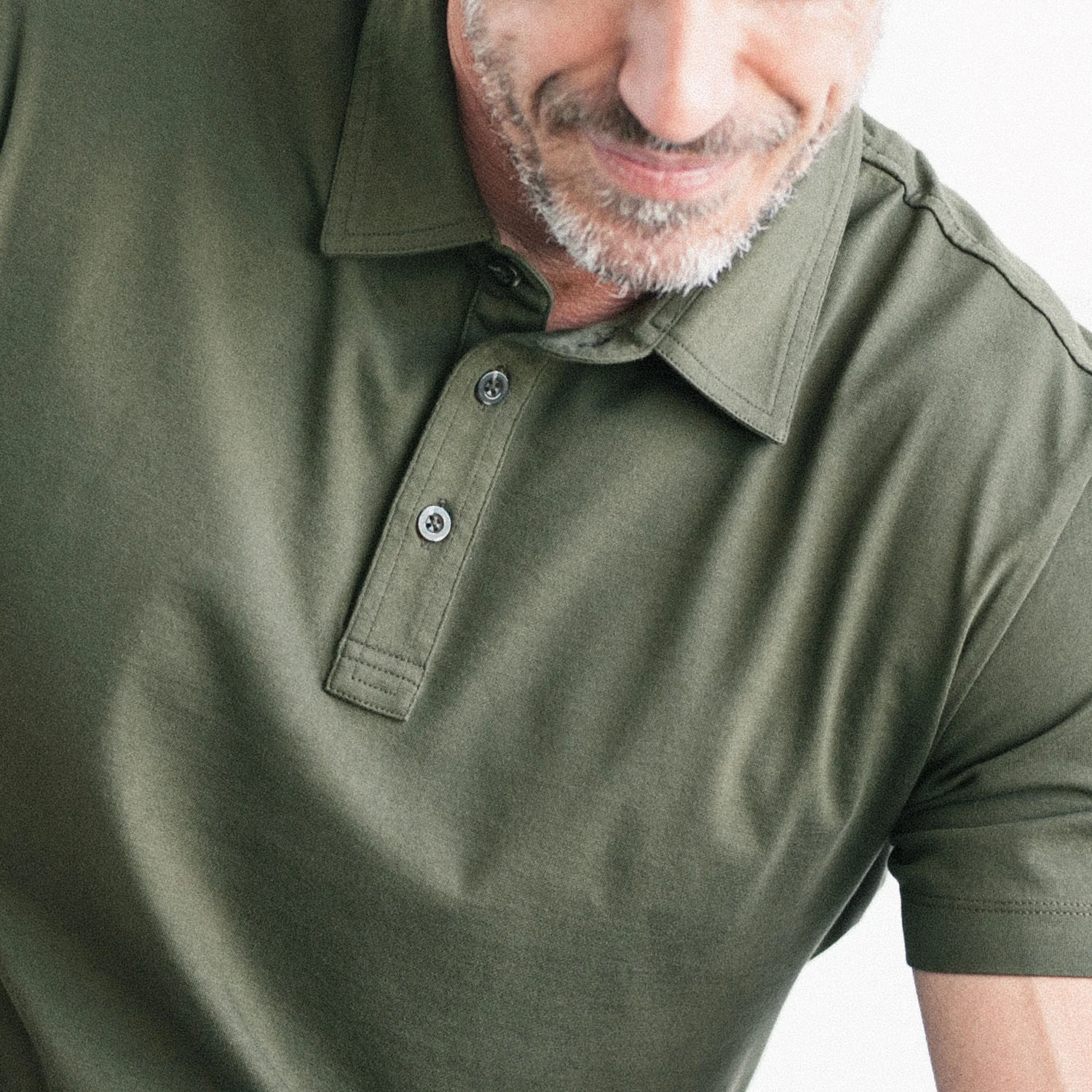 Essential Short Sleeve Curved Hem Polo Shirt – Olive Green Cotton Jersey - Image 4