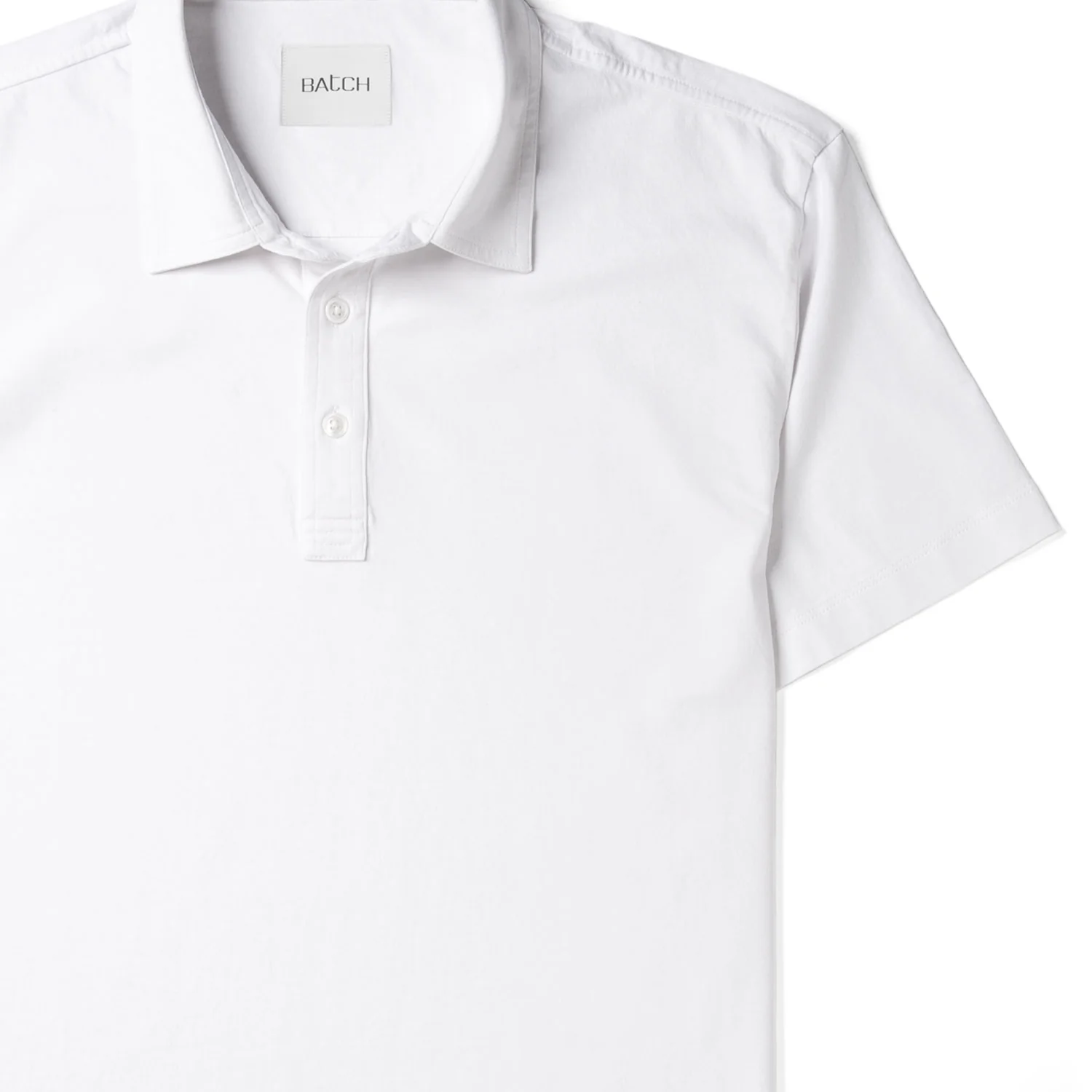 Essential Short Sleeve Curved Hem Polo Shirt – Pure White Cotton Jersey - Image 3