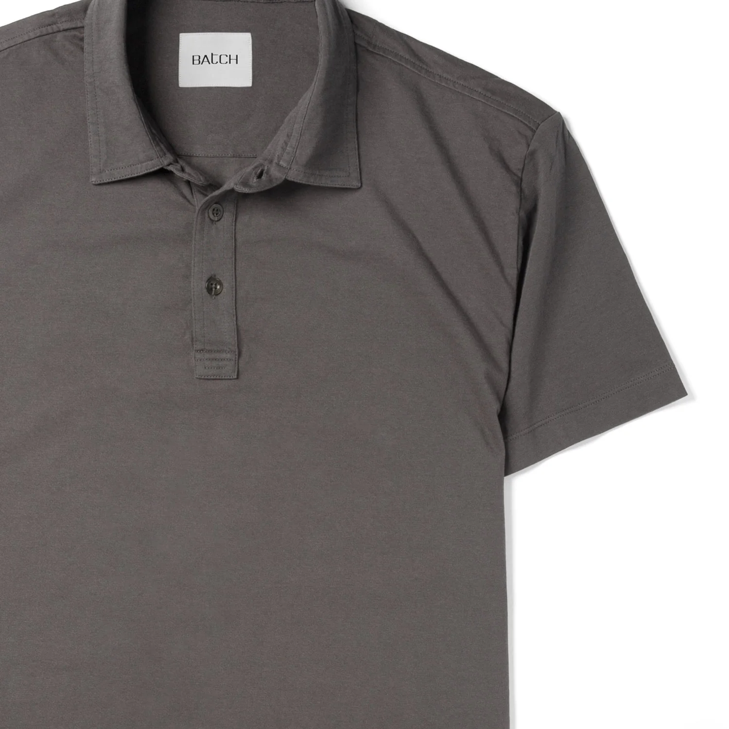 Essential Short Sleeve Curved Hem Polo Shirt – Slate Gray Cotton Jersey - Image 3