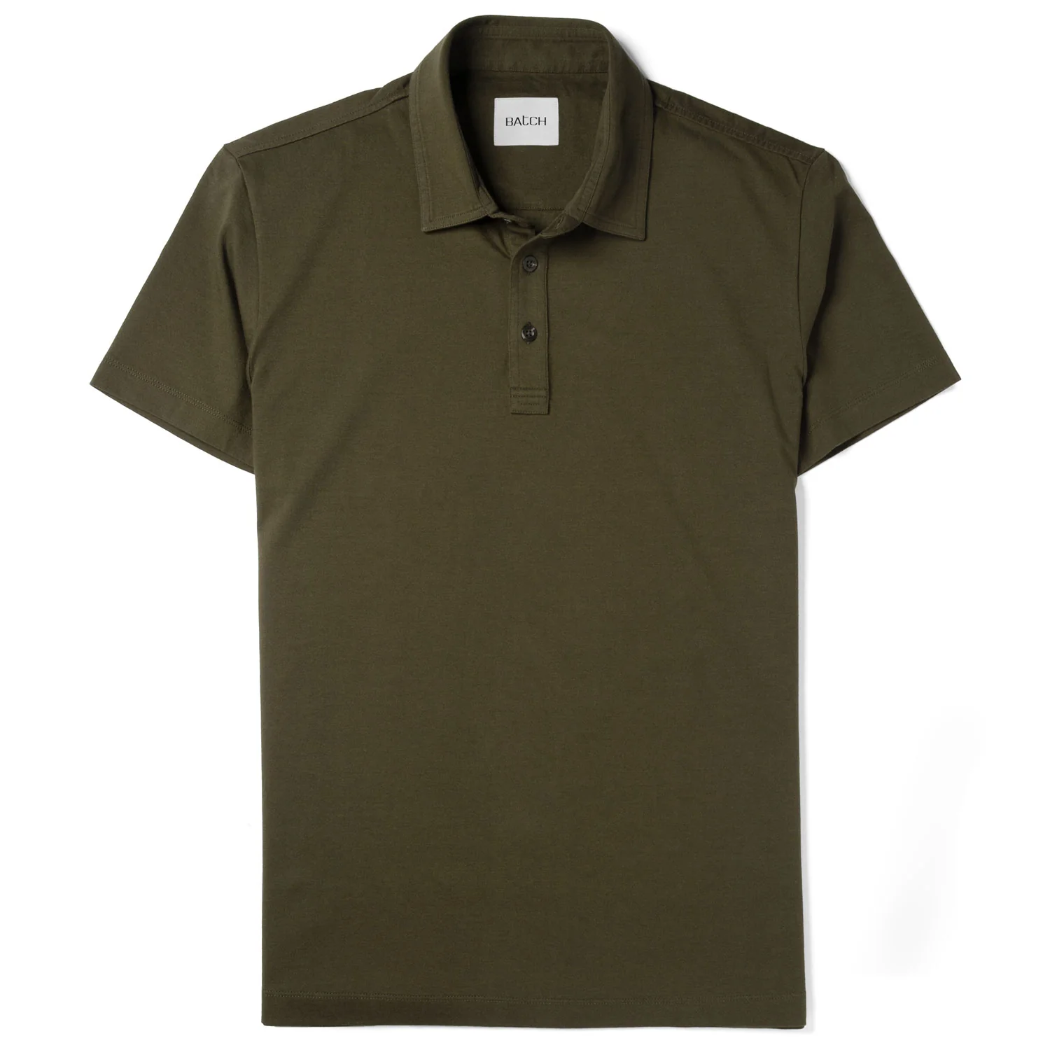 Essential Short Sleeve Polo Shirt –  Olive Green Cotton Jersey - Image 2