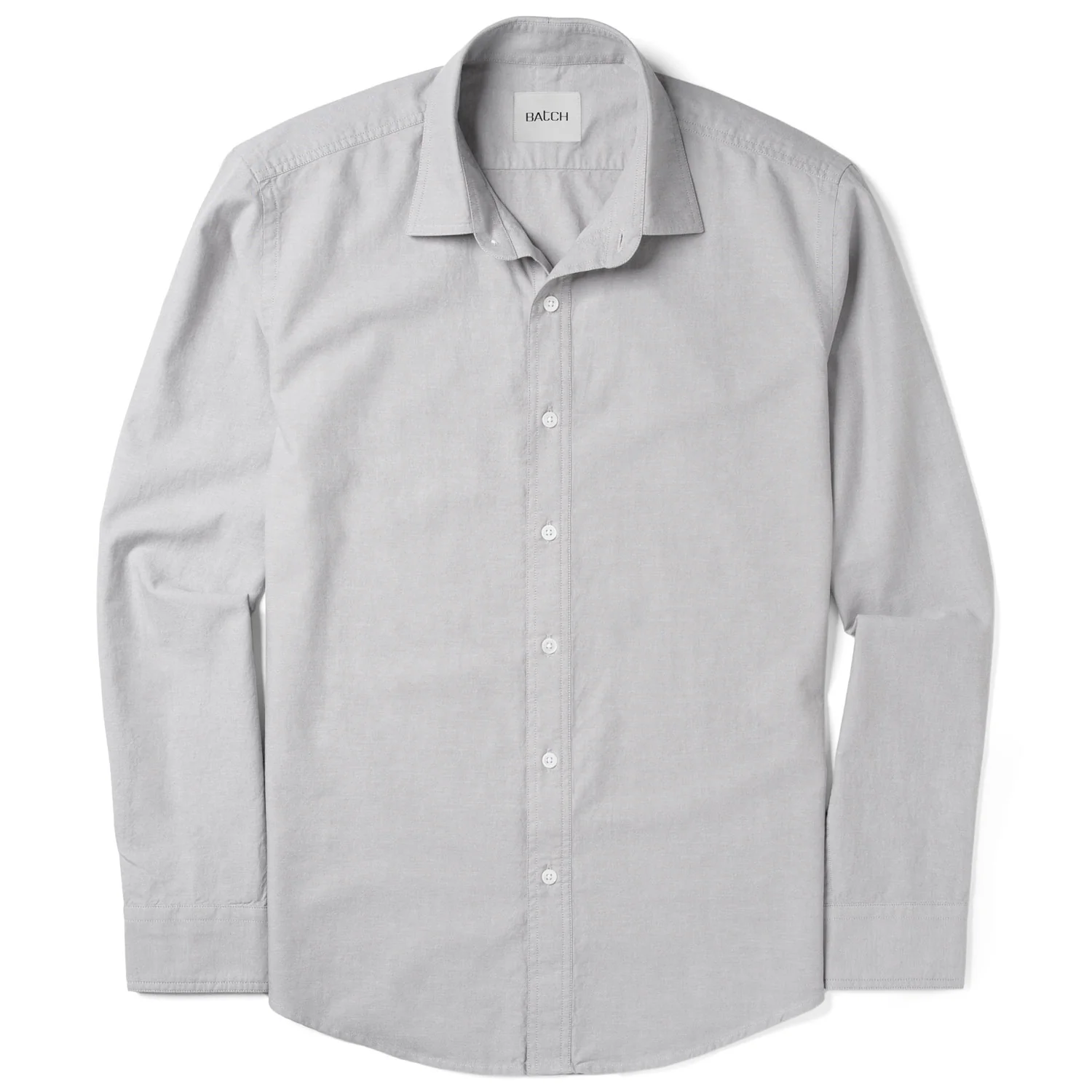 Essential Spread Collar Casual Shirt - Aluminum Gray Cotton Oxford - Image 2