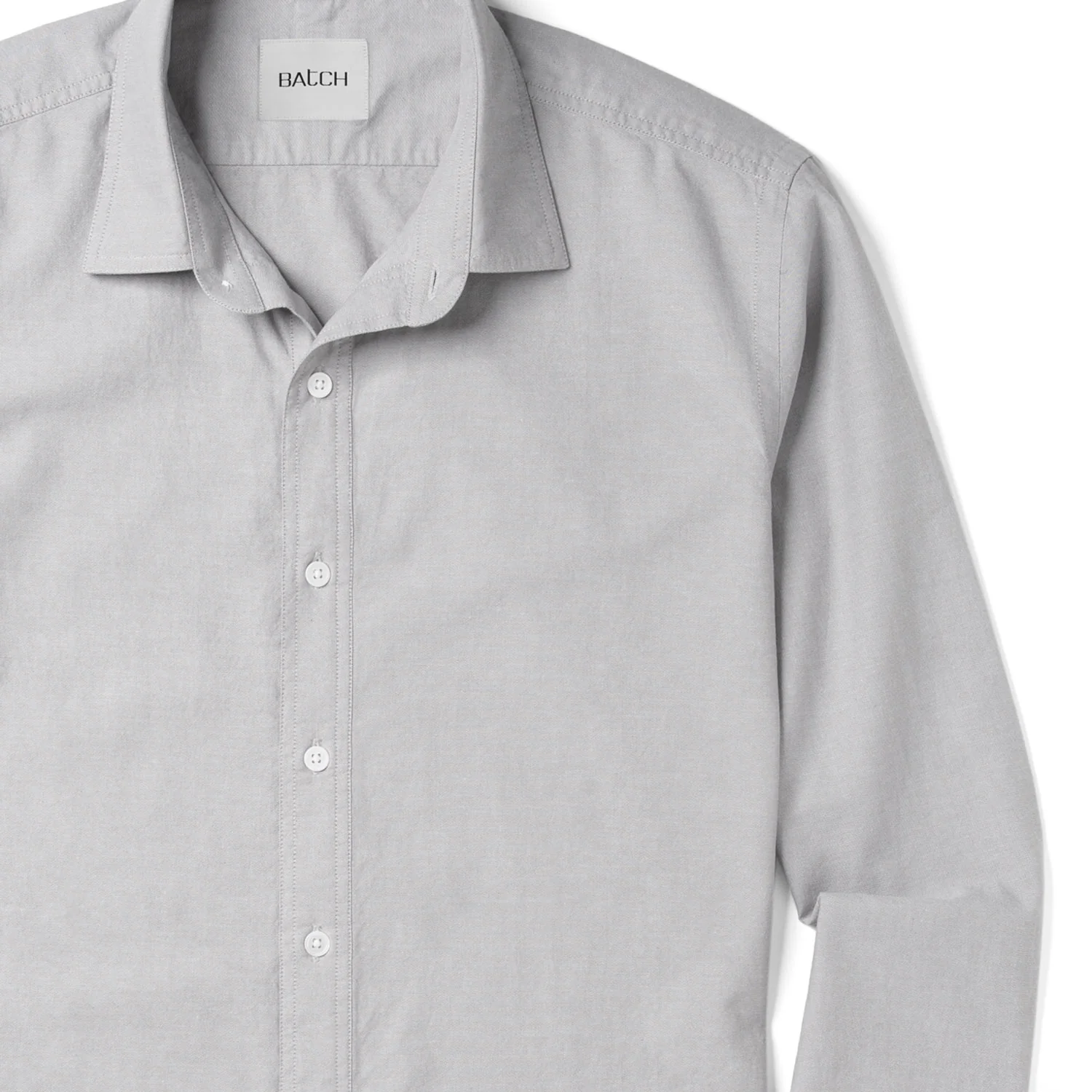 Essential Spread Collar Casual Shirt - Aluminum Gray Cotton Oxford - Image 3