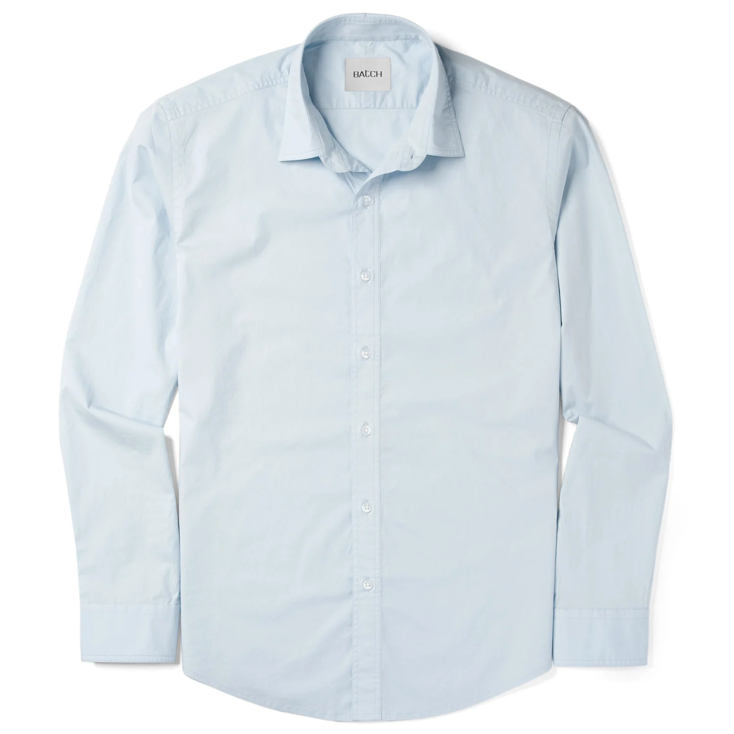 Essential Spread Collar Casual Shirt - Cloud Blue Stretch Cotton Poplin - Image 2