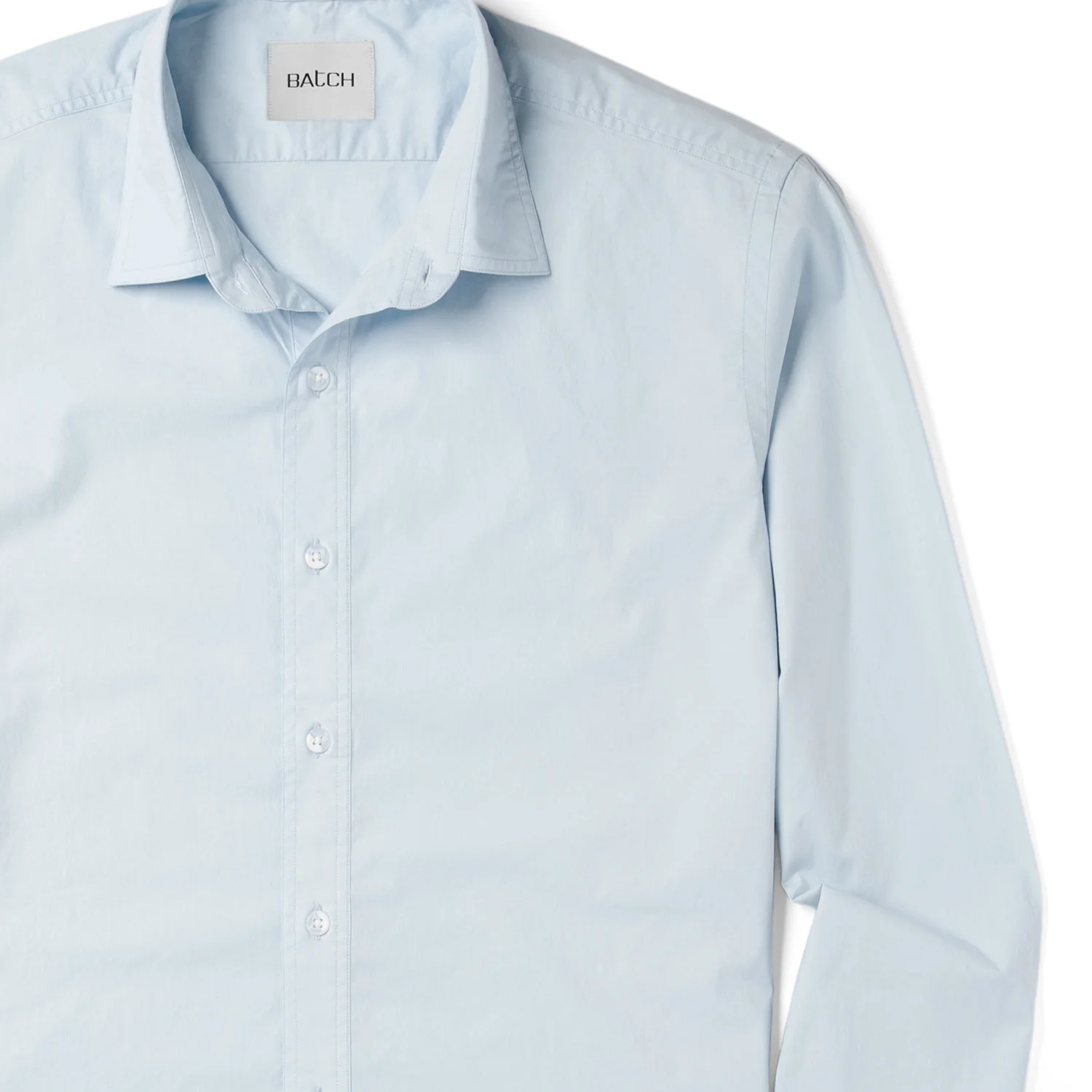 Essential Spread Collar Casual Shirt - Cloud Blue Stretch Cotton Poplin - Image 3