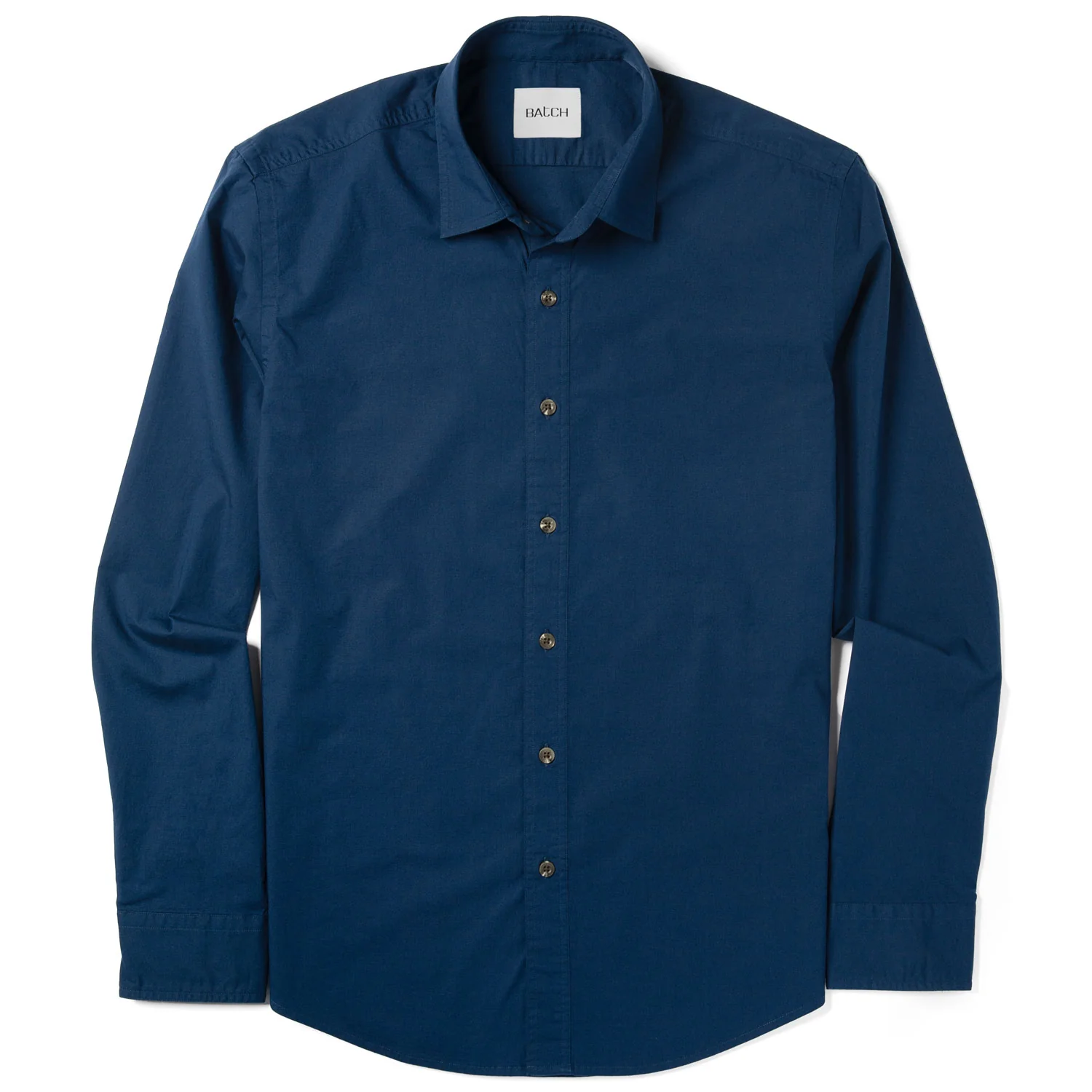 Essential Spread Collar Casual Shirt - Cobalt Blue Stretch Cotton Poplin - Image 2