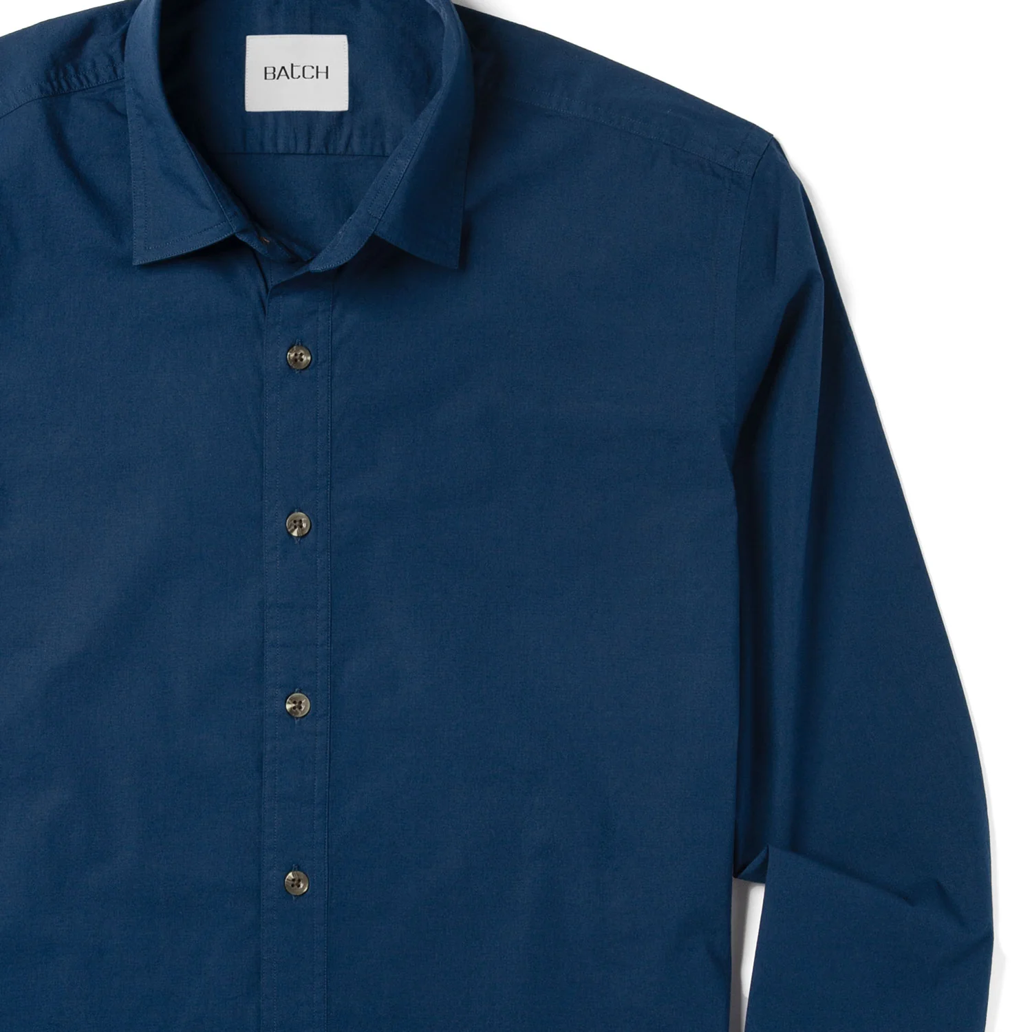Essential Spread Collar Casual Shirt - Cobalt Blue Stretch Cotton Poplin - Image 3