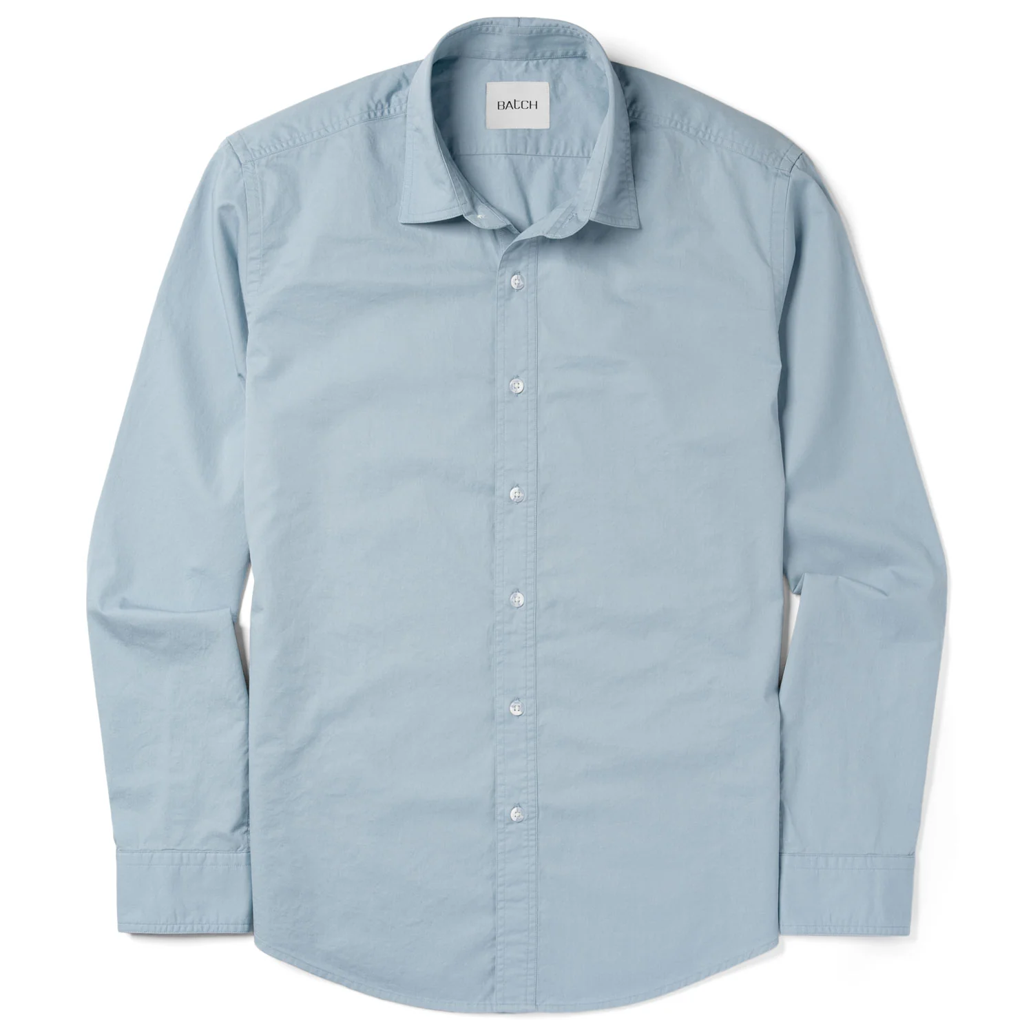 Essential Spread Collar Casual Shirt - Light Blue Cotton Twill - Image 2