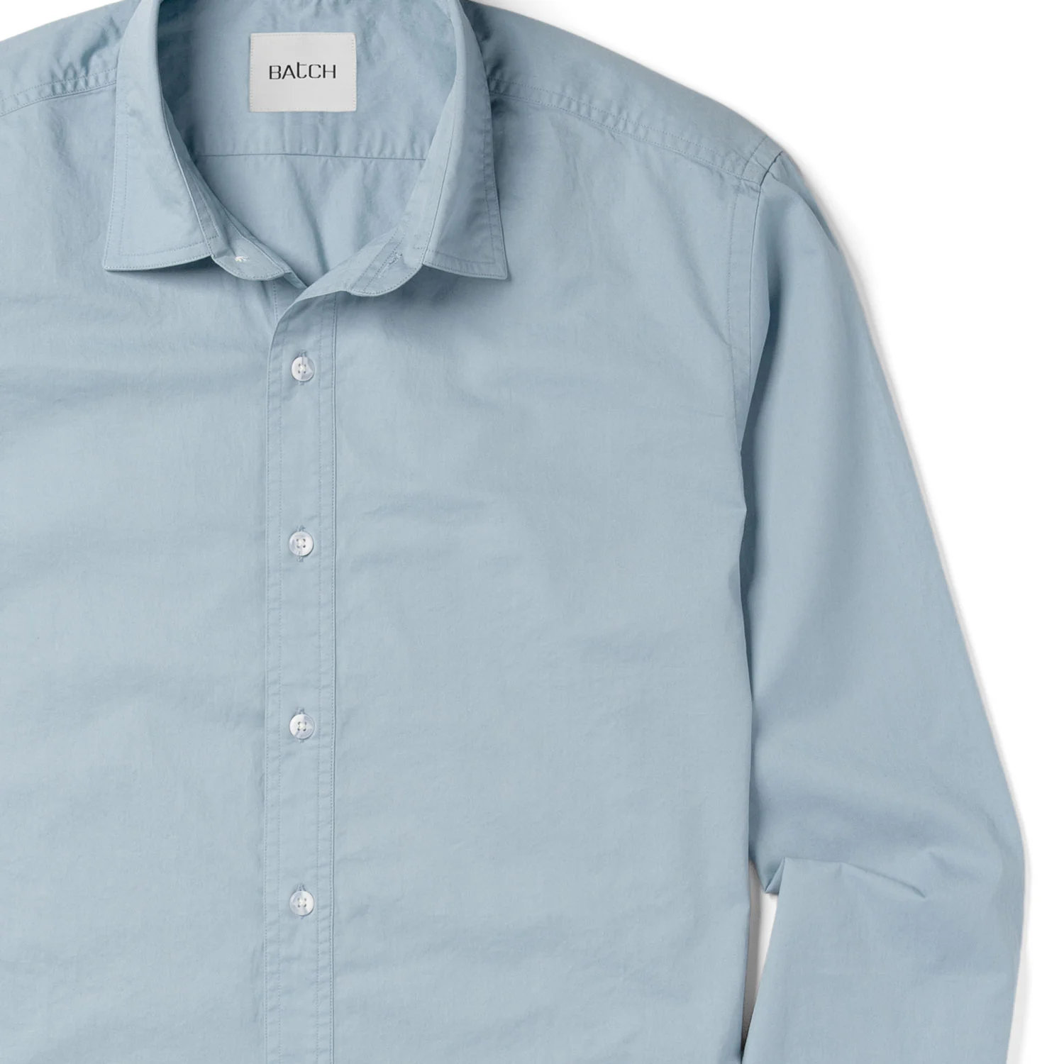 Essential Spread Collar Casual Shirt - Light Blue Cotton Twill - Image 3