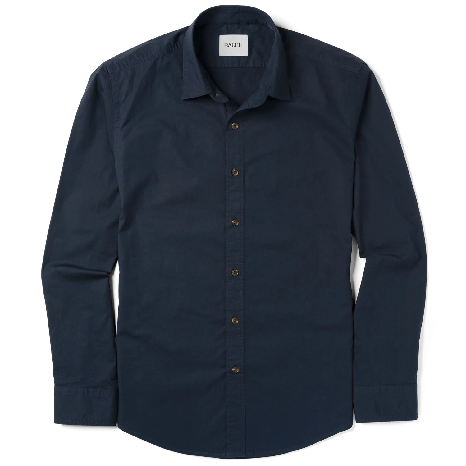 Essential Spread Collar Casual Shirt - Dark Navy Stretch Cotton Poplin - Image 2