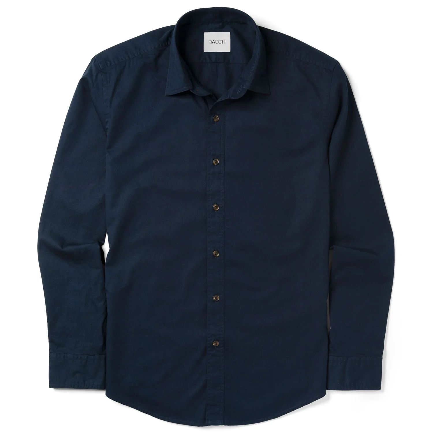 Essential Spread Collar Casual Shirt - Navy Cotton Twill - Image 2
