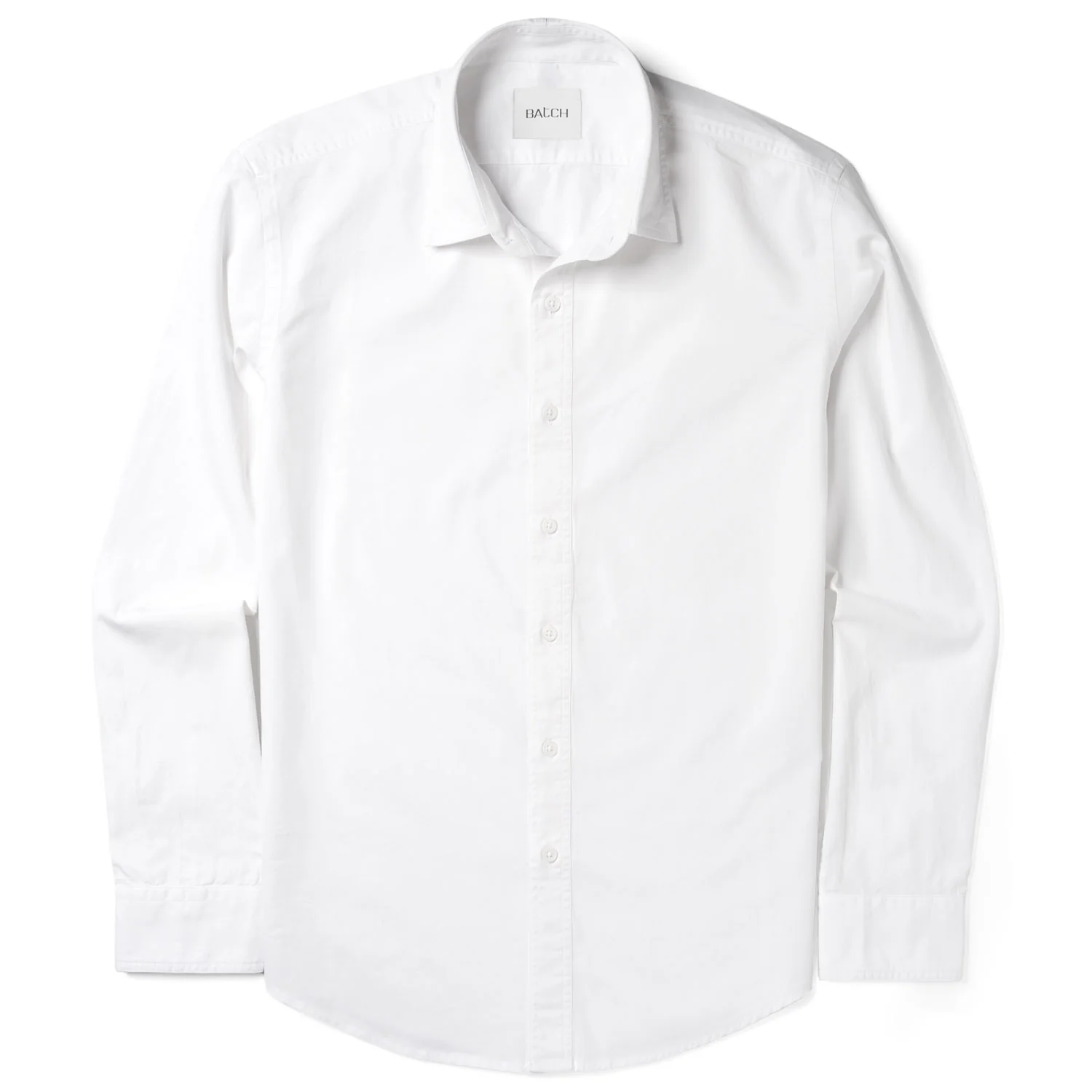 Essential Spread Collar Casual Shirt - Pure White Cotton Twill - Image 2