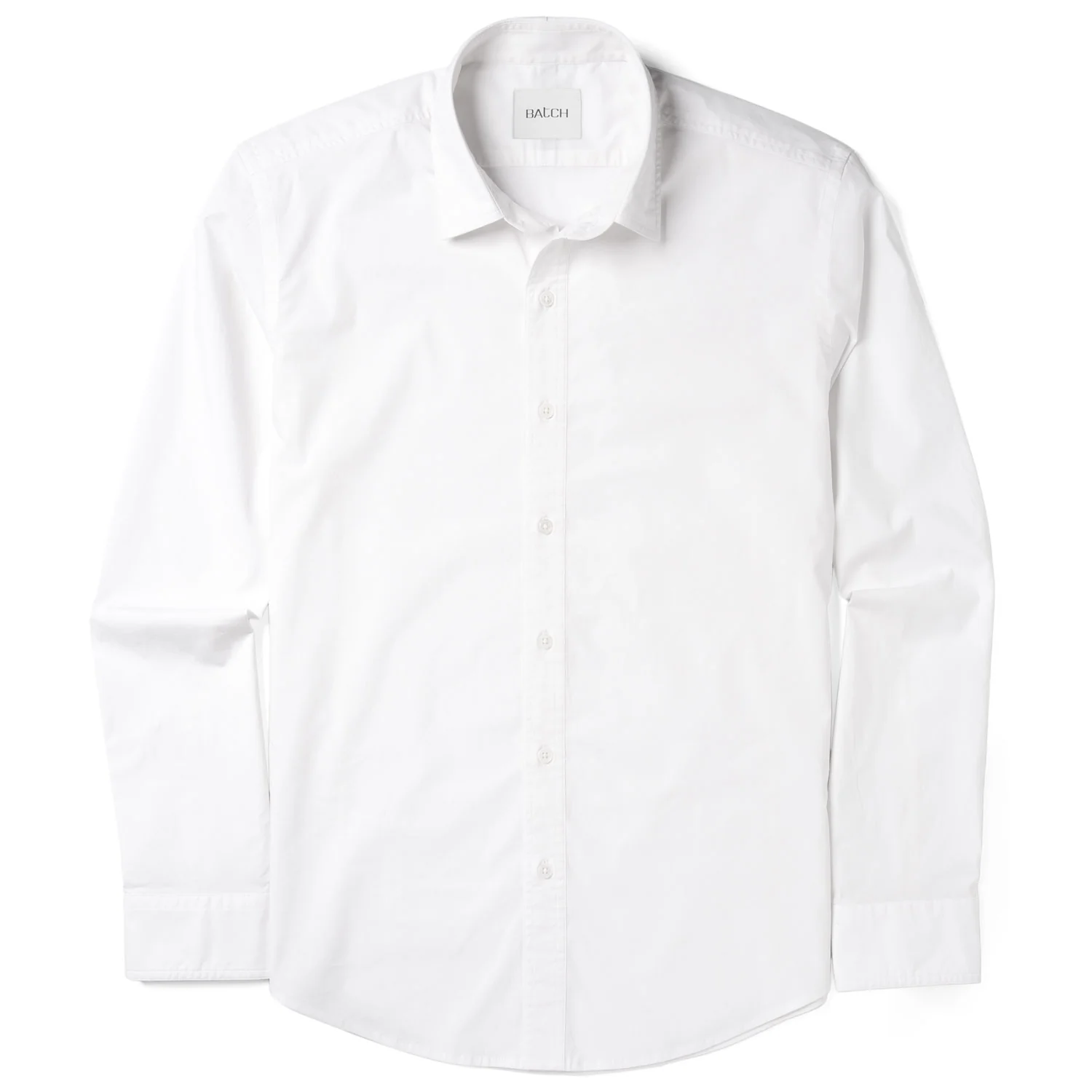 Essential Spread Collar Casual Shirt - Pure White Stretch Cotton Poplin - Image 2