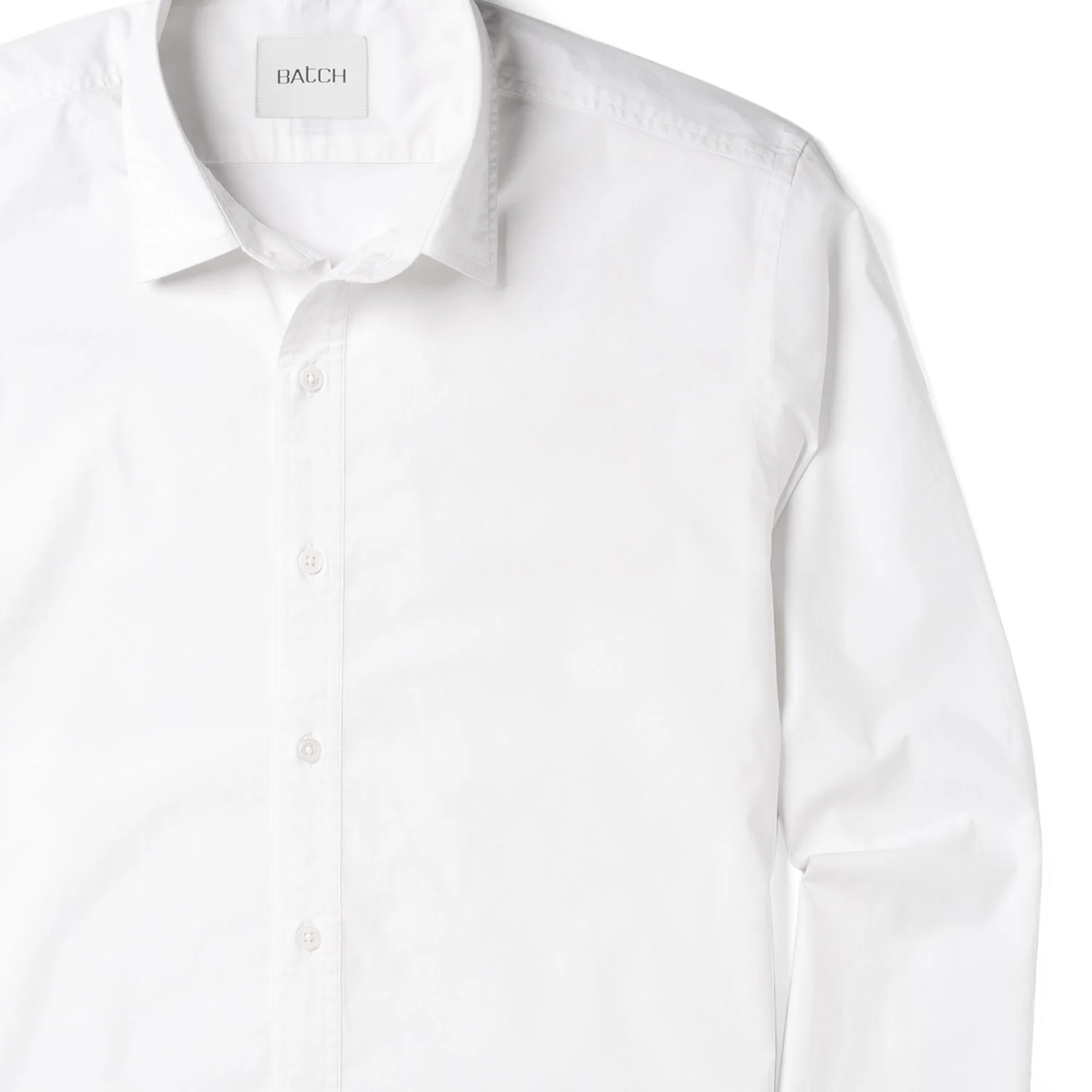 Essential Spread Collar Casual Shirt - Pure White Stretch Cotton Poplin - Image 3