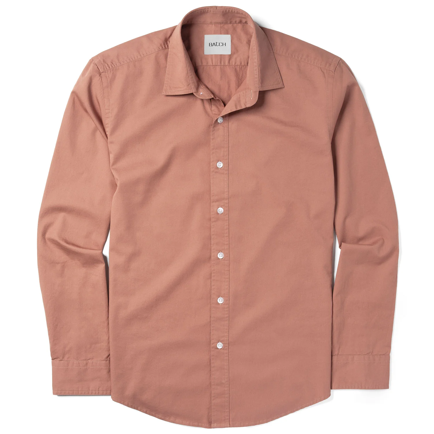 Essential Spread Collar Casual Shirt - Salmon Colored Cotton Twill - Image 2