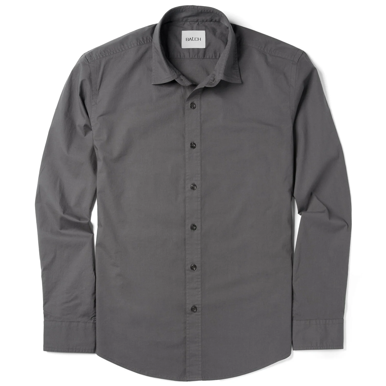 Essential Spread Collar Casual Shirt - Slate Gray Stretch Cotton Poplin - Image 2