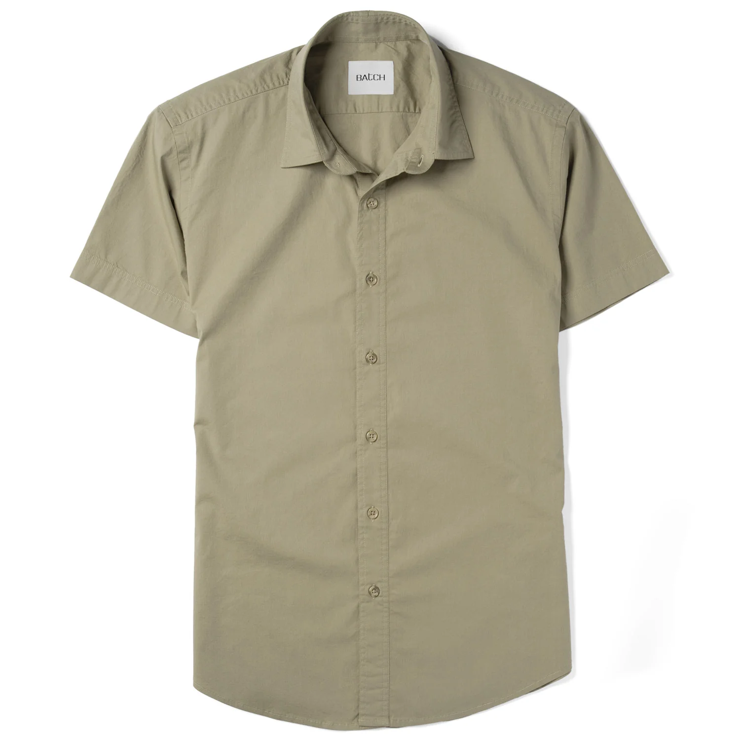 Essential Spread Collar Casual Short Sleeve Shirt - Light Fatigue Stretch Cotton Poplin - Image 2