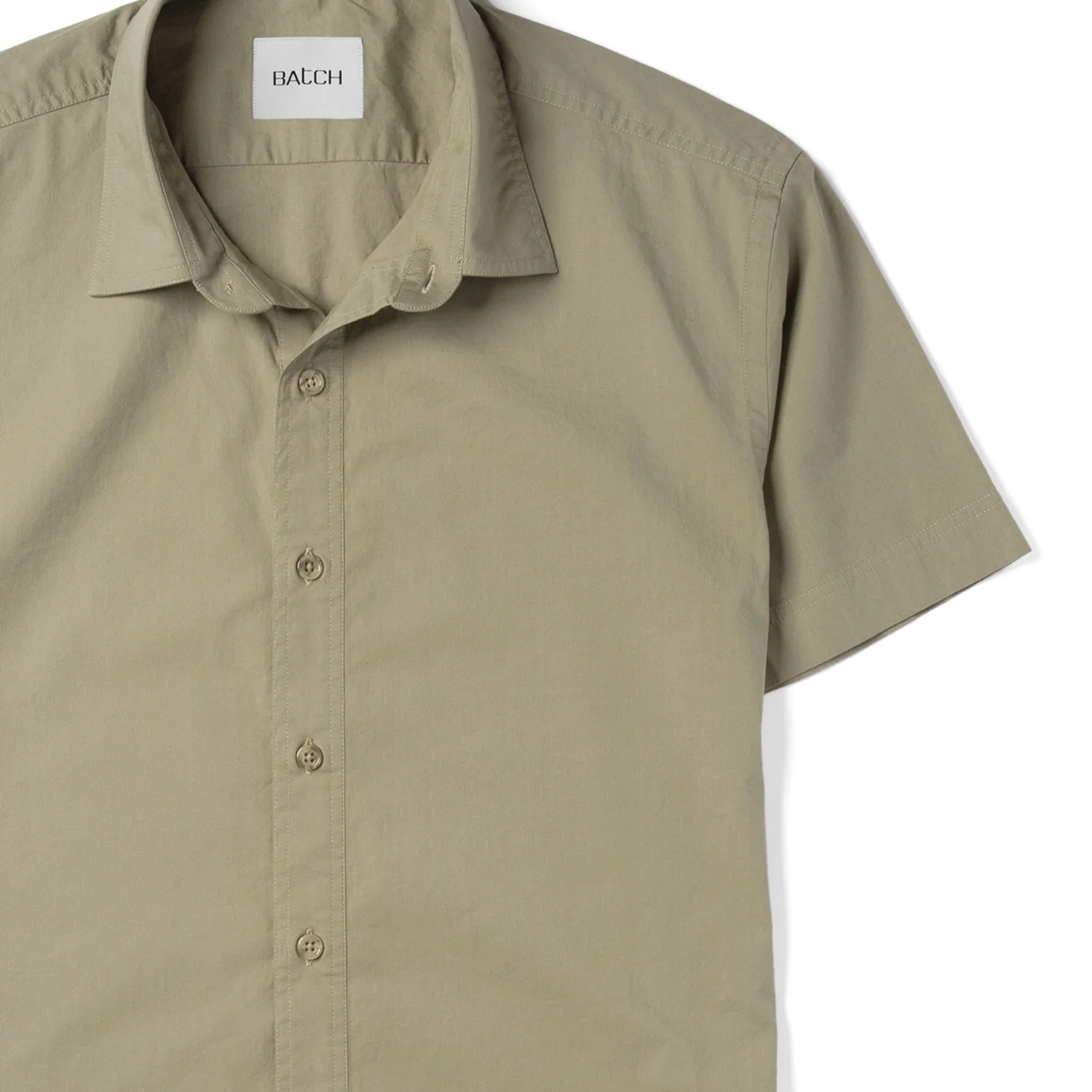 Essential Spread Collar Casual Short Sleeve Shirt - Light Fatigue Stretch Cotton Poplin - Image 3